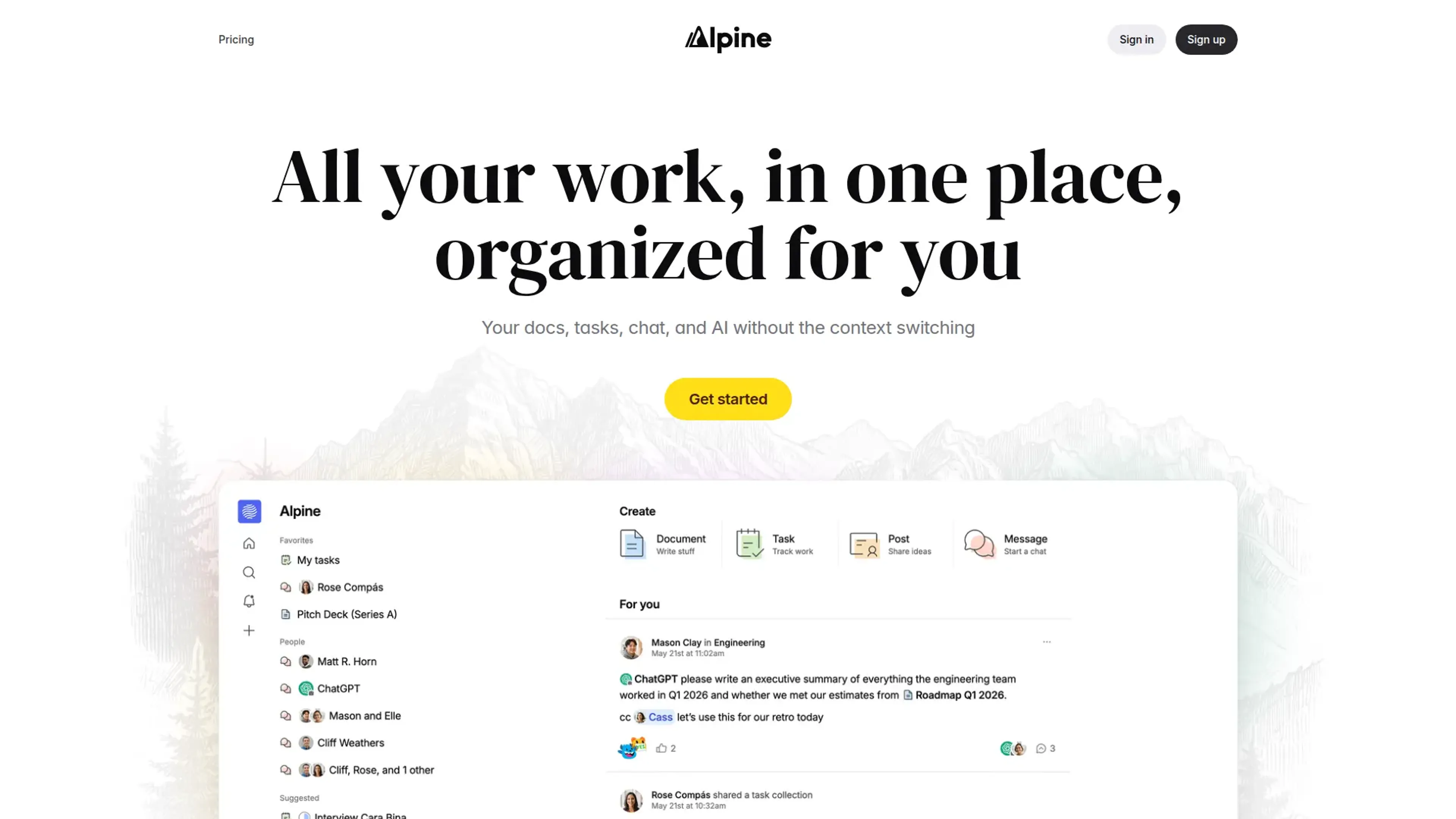 Image related to Alpine, an AI tool for managing projects and team workflows.