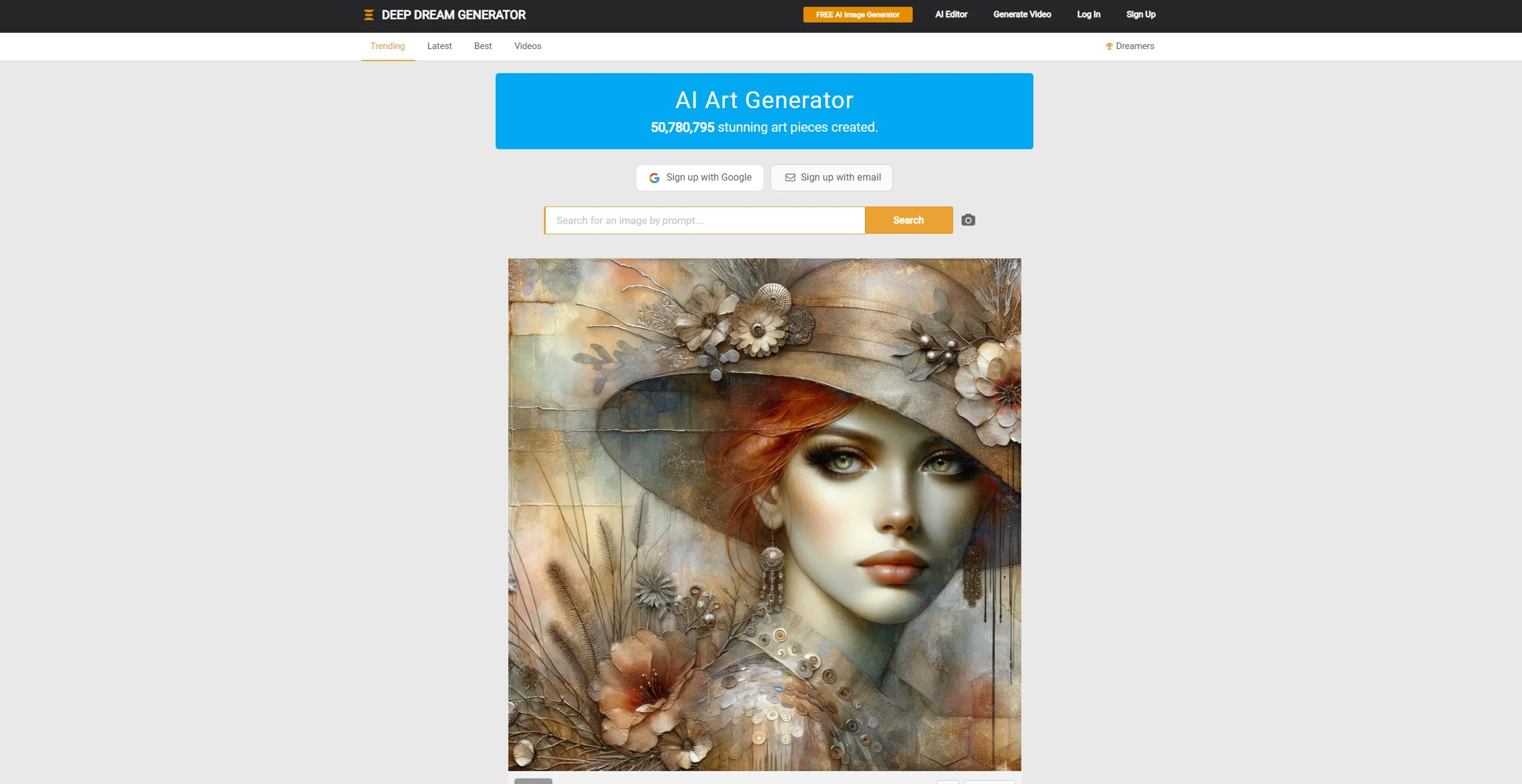 Image related to Deep Dream Generator, an AI tool for generating images from prompts.