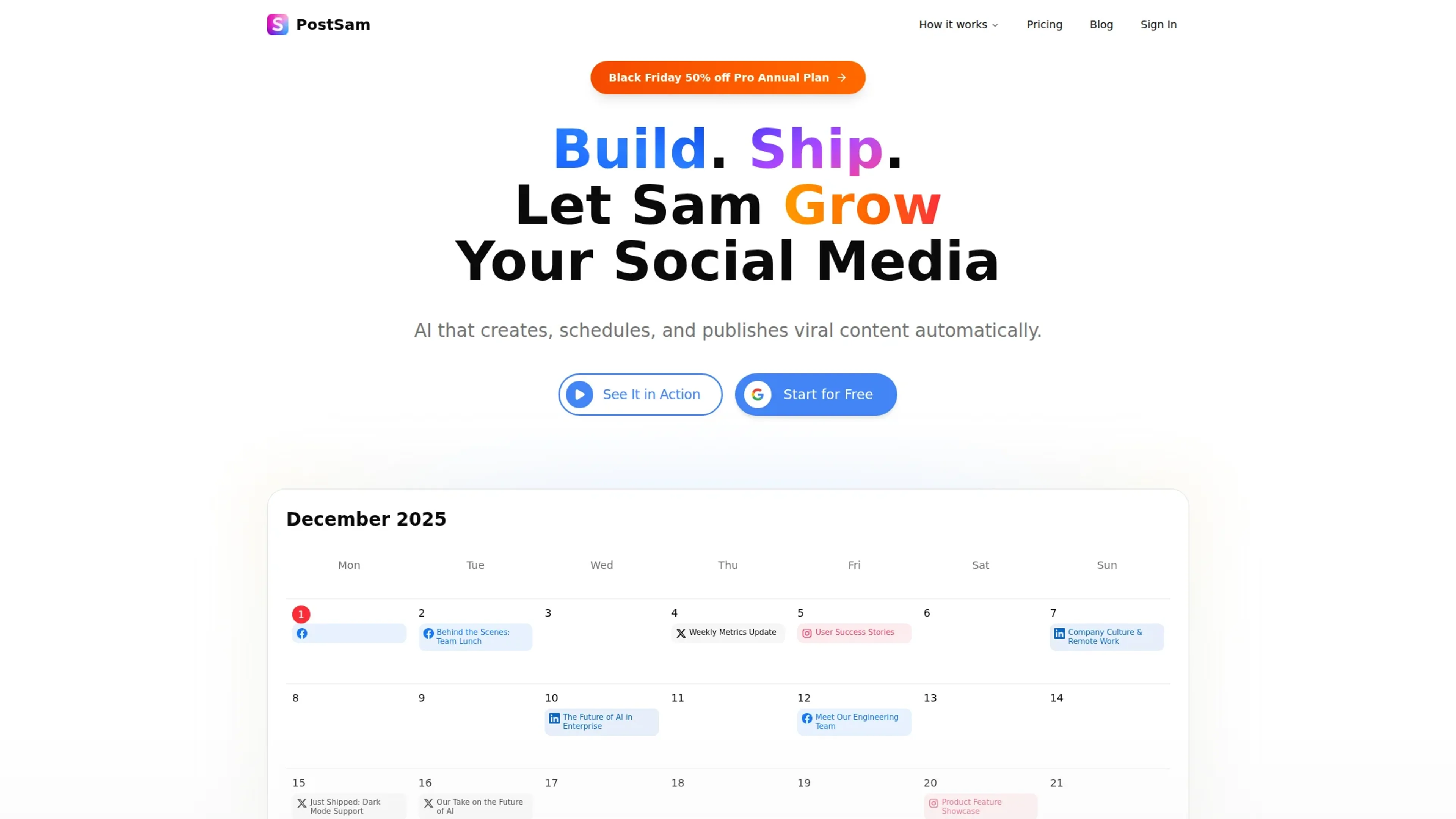 Image related to PostSam, an AI tool for managing and creating social media content.