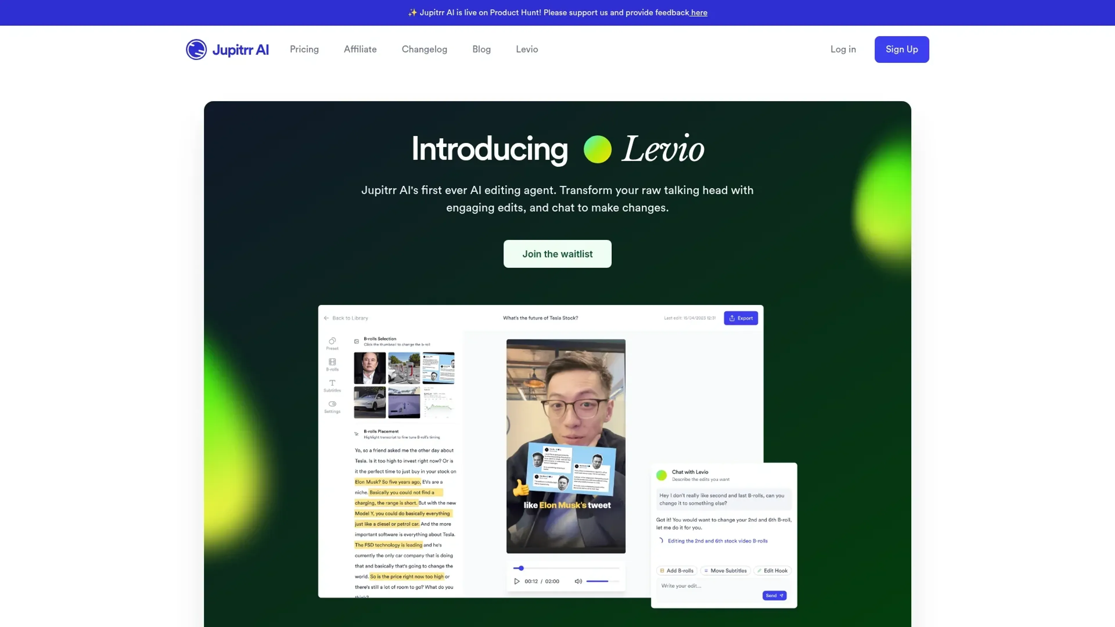 Image related to Levio, an AI tool for editing and refining video content.