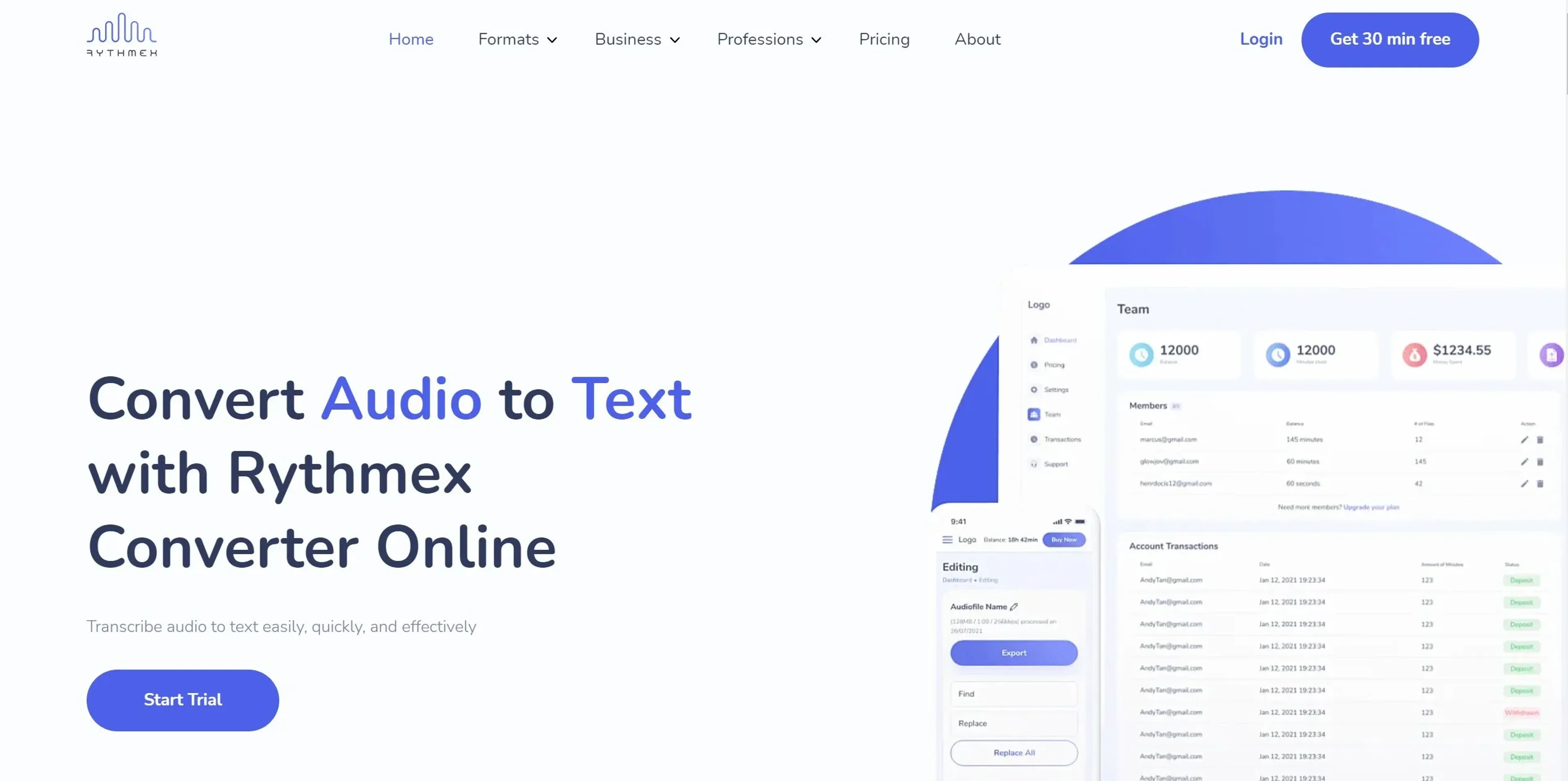 Image related to Rythmex, an AI tool for transcribing audio or video into text.