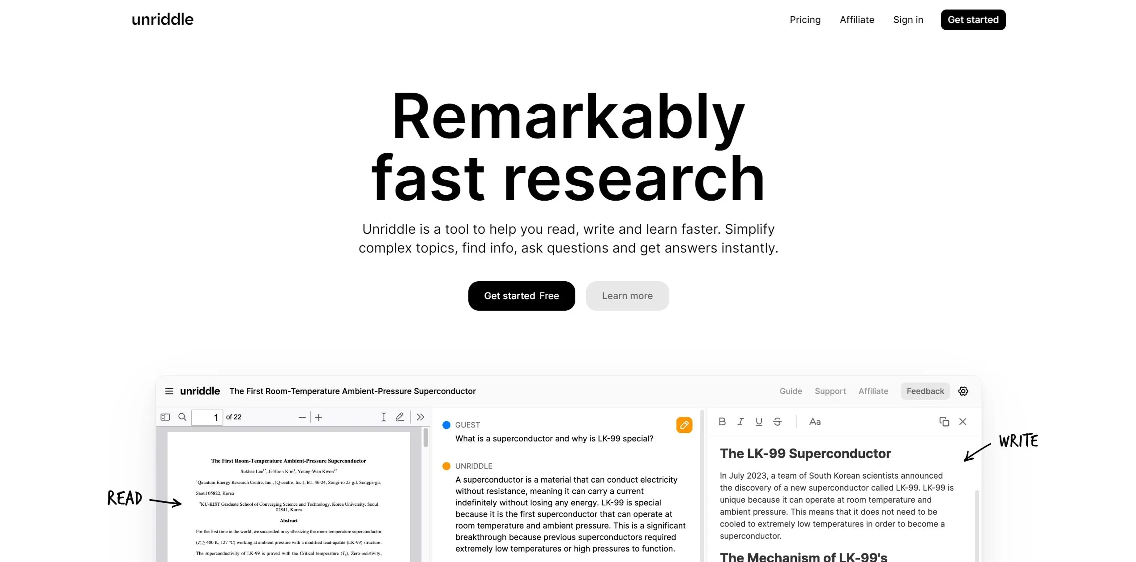 Image related to Unriddle, an AI tool for conducting and organizing research.