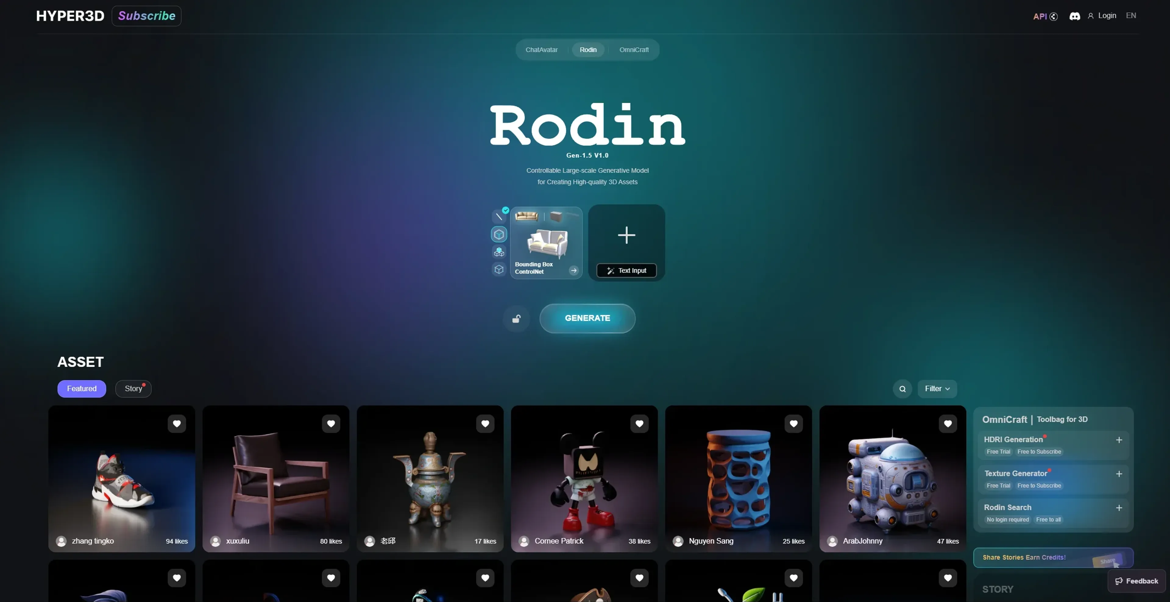 Image related to Rodin, an AI tool for generating and editing 3D models.