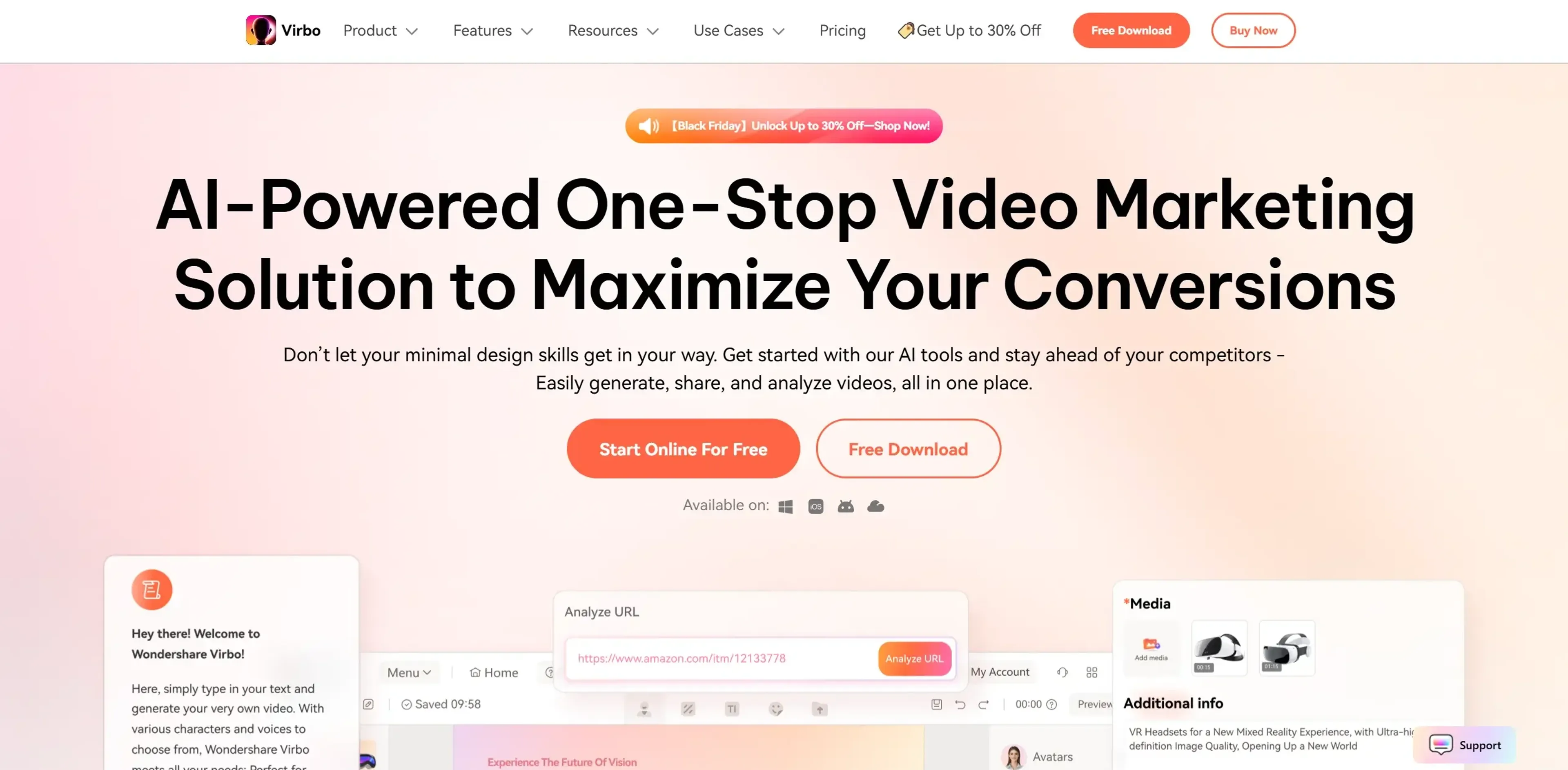 Image related to Wondershare Virbo, an AI tool for generating realistic videos.