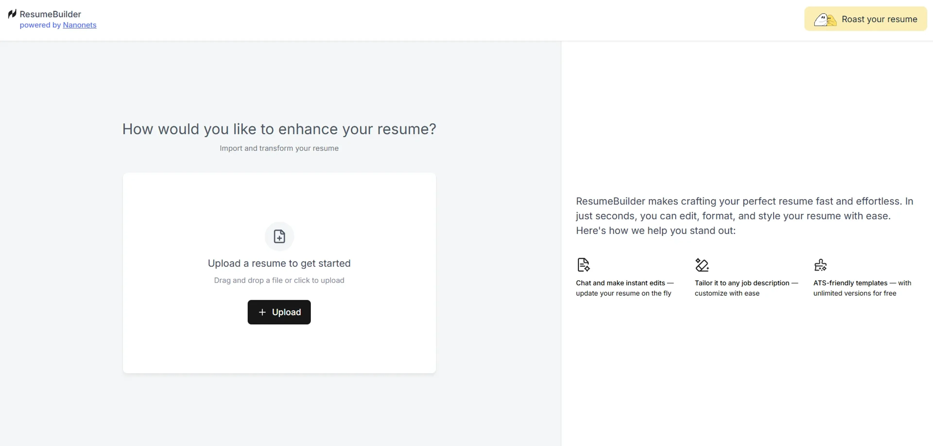 Image related to Nanonets Resume Builder, an AI tool for HR management and recruitment.