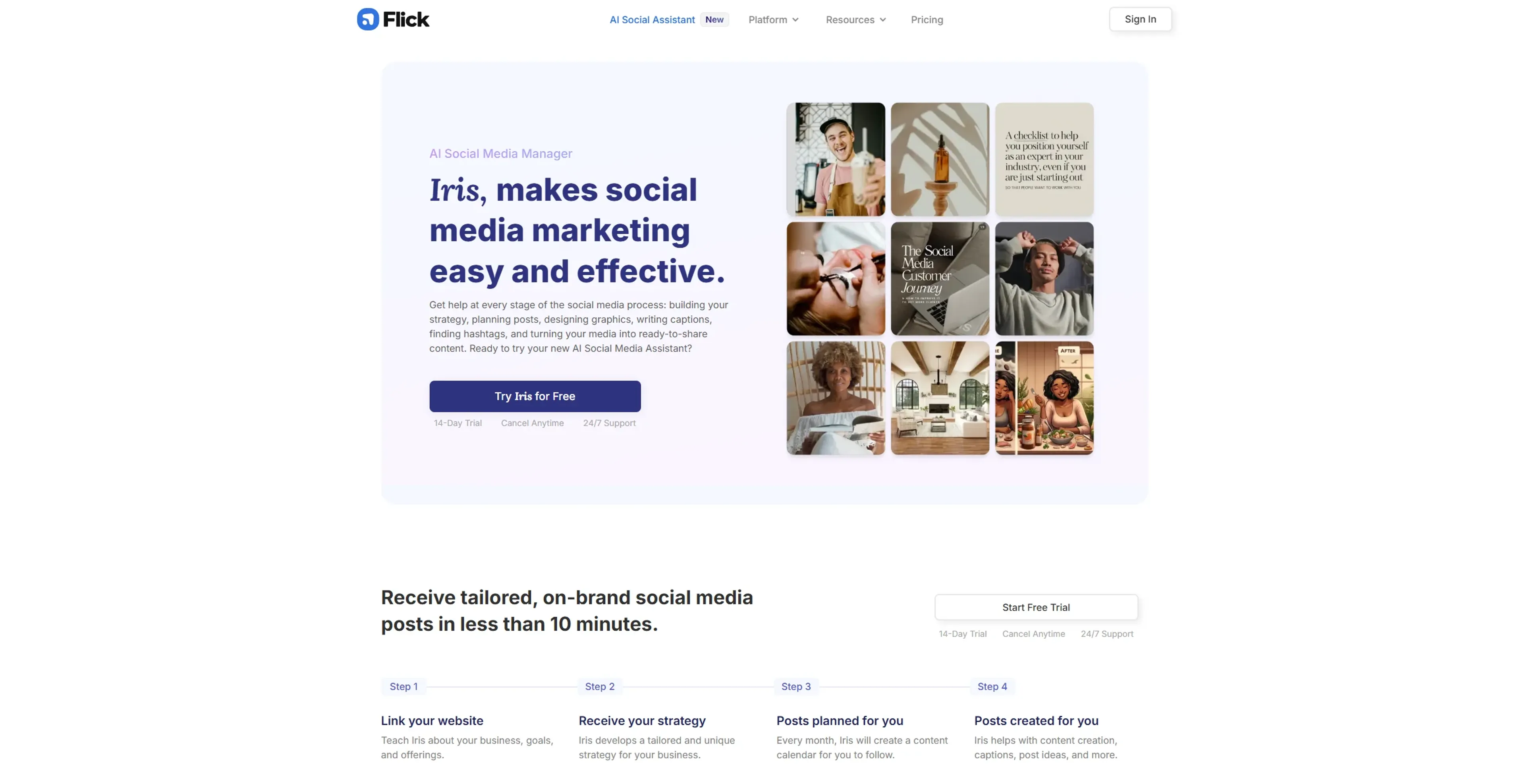 Image related to Flick, an AI tool for managing and creating social media content.
