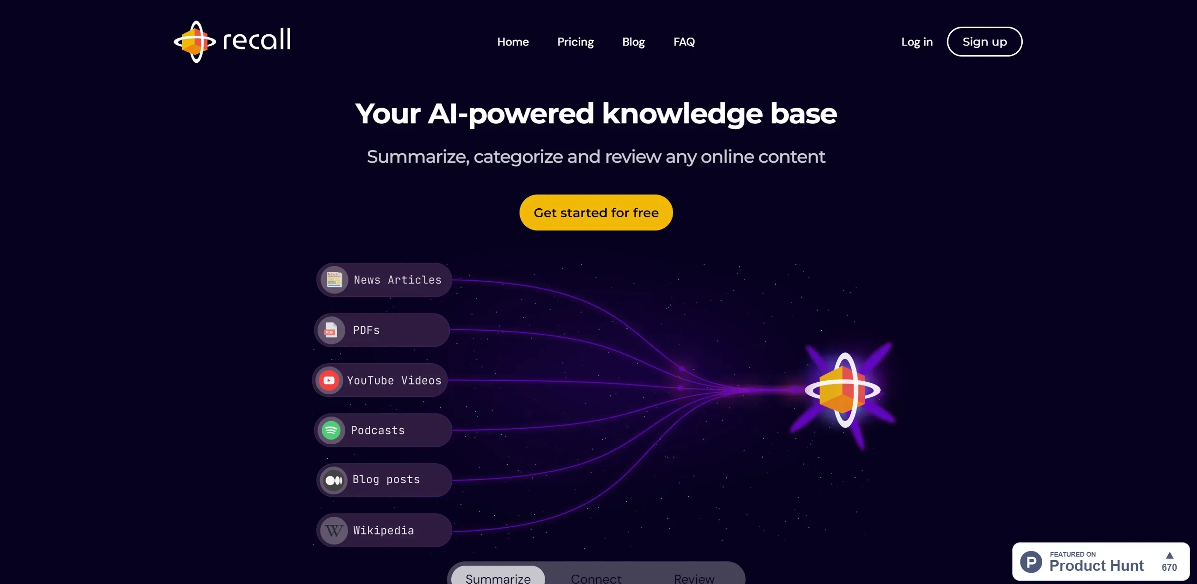 Image related to Recall, an AI tool for summarizing text or documents.