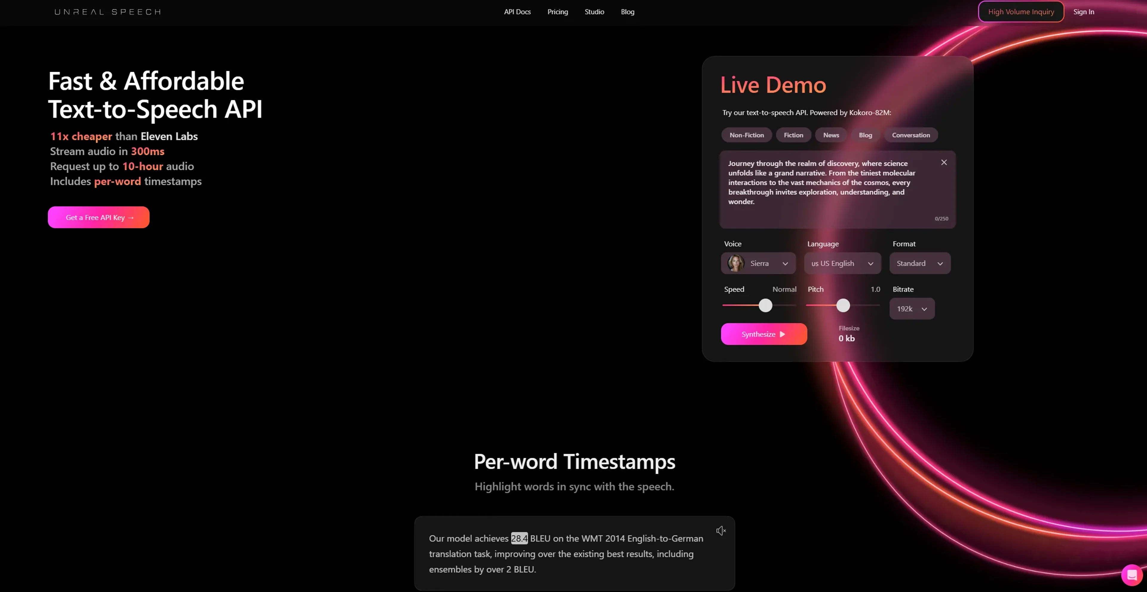Image related to Unreal Speech, an AI tool for converting text into natural-sounding speech.