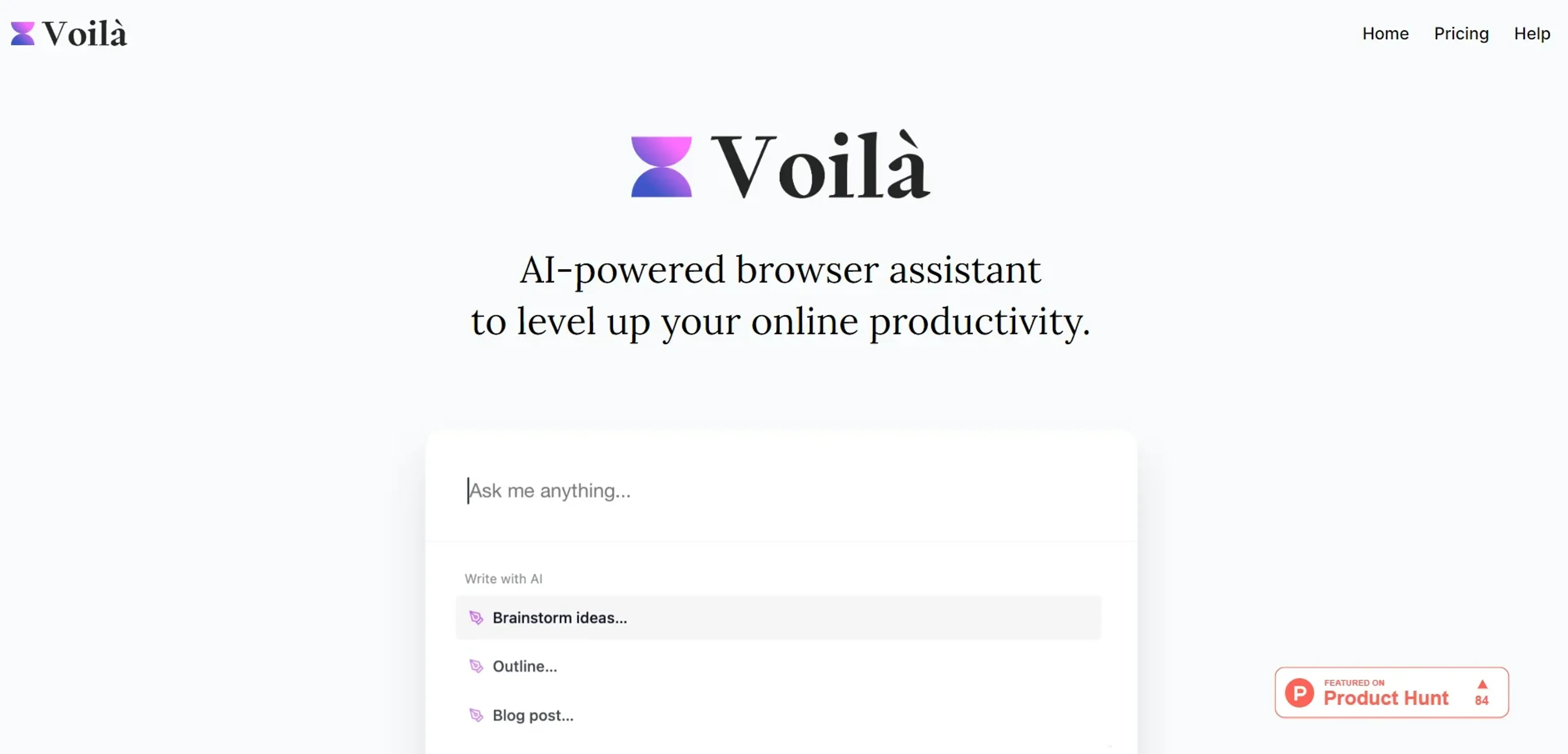 Image related to Voilà, an AI tool for writing and optimizing marketing copy.