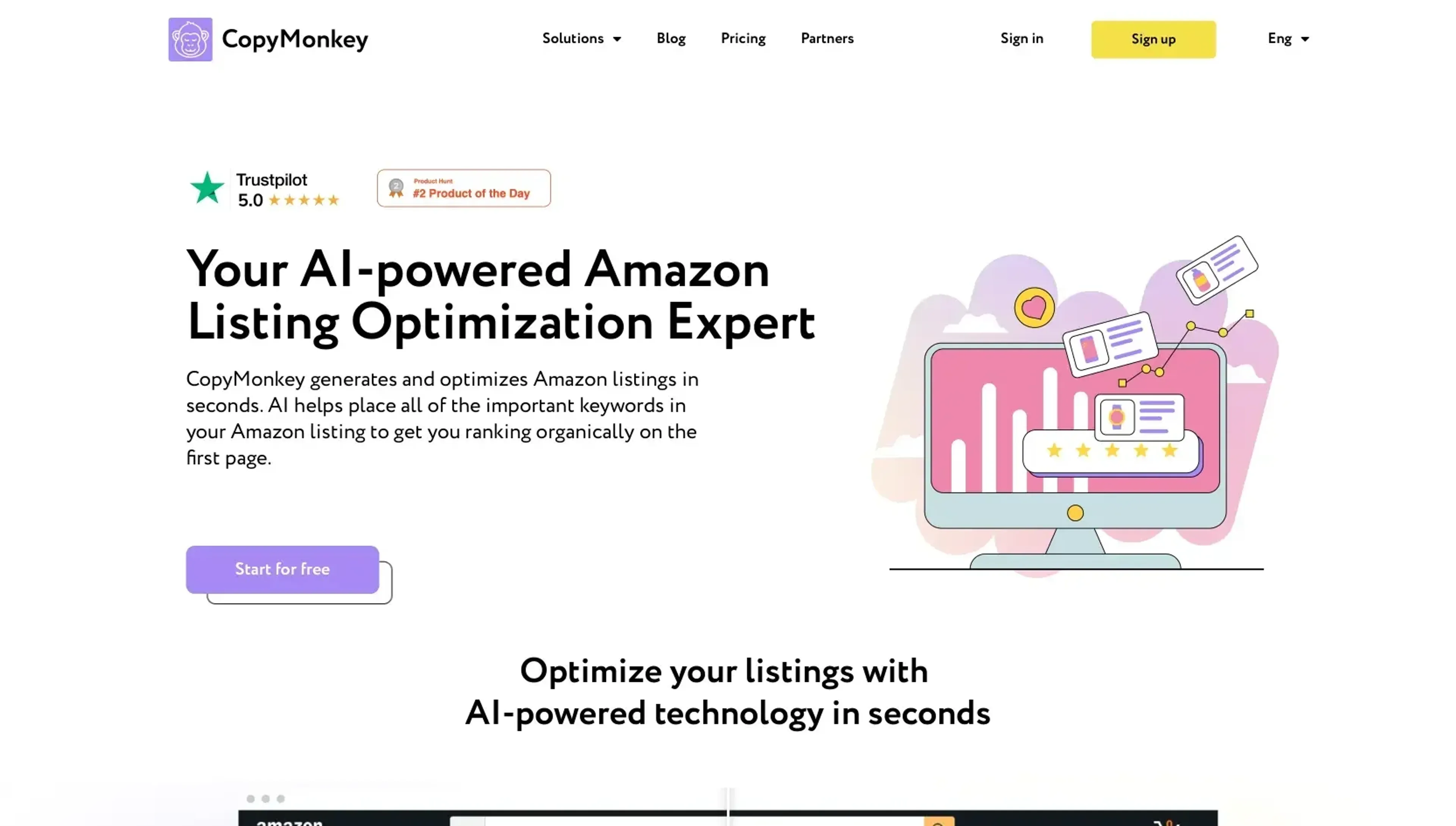Image related to CopyMonkey, an AI tool for writing and optimizing marketing copy.