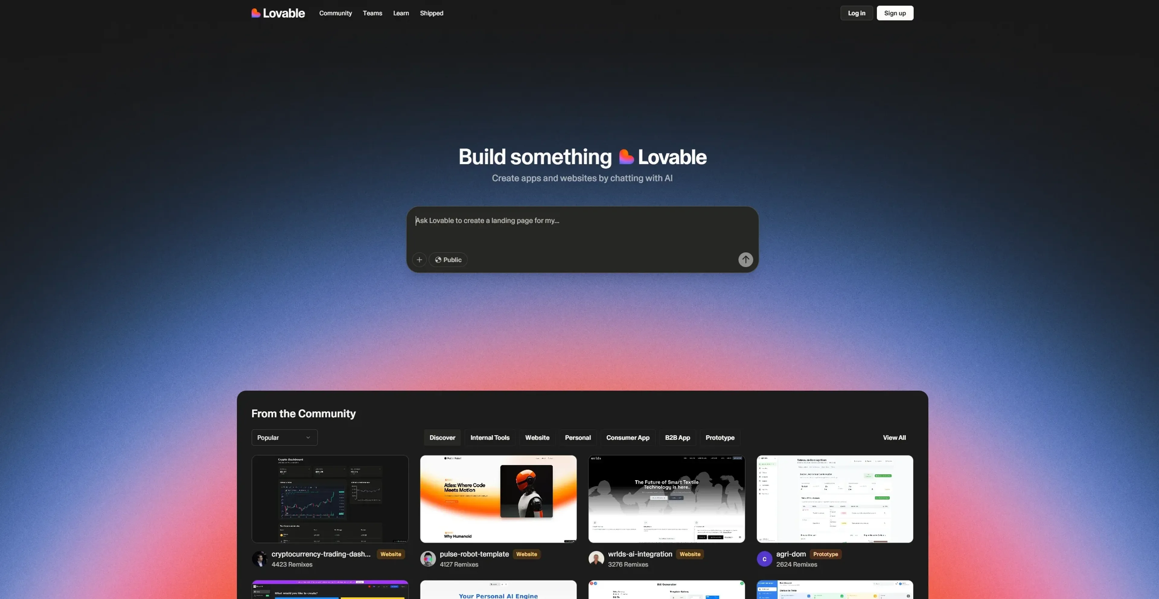 Image related to Lovable, an AI tool for assisting with programming and code generation.