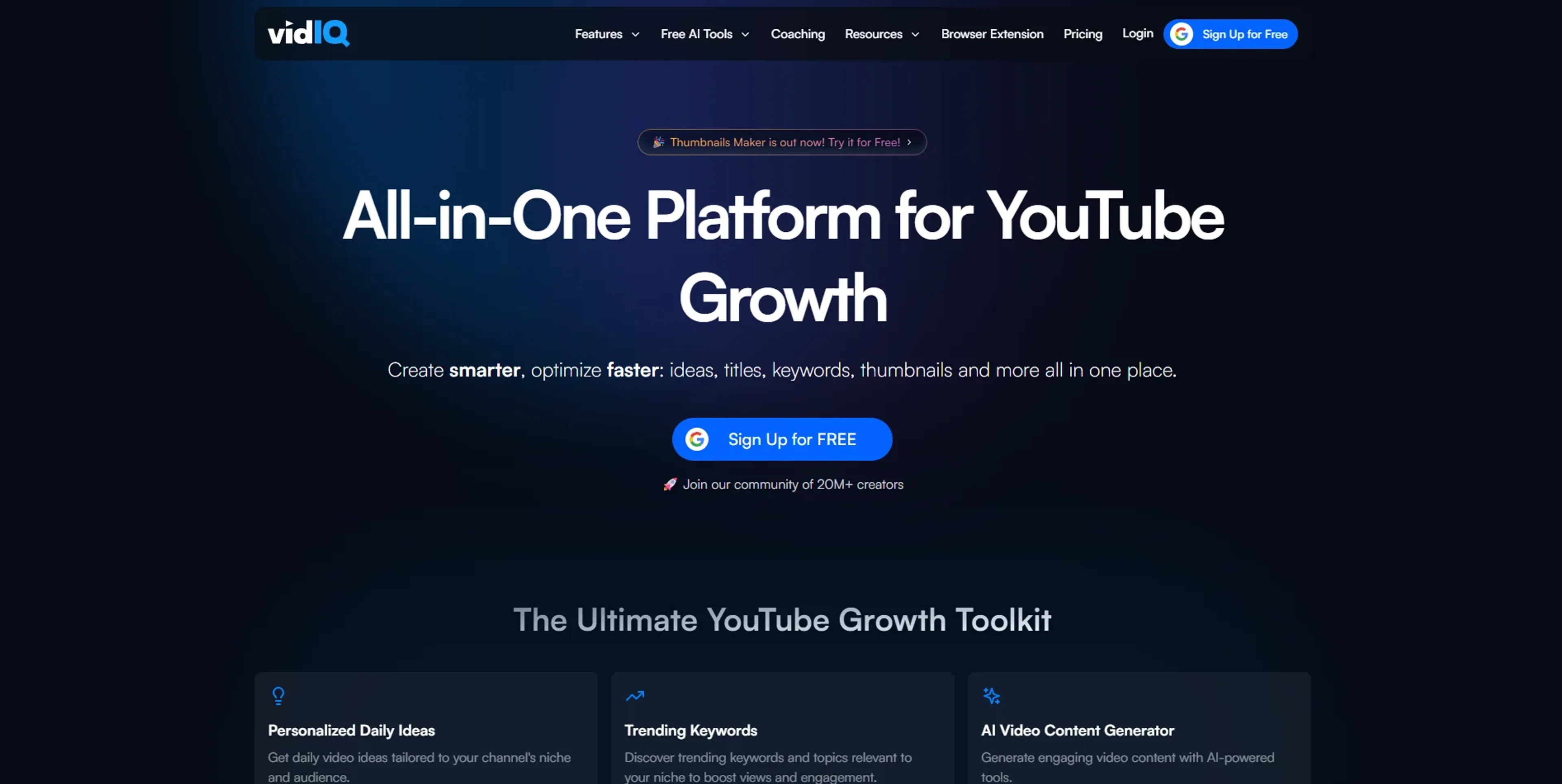 Image related to vidIQ, an AI tool for managing and creating social media content.