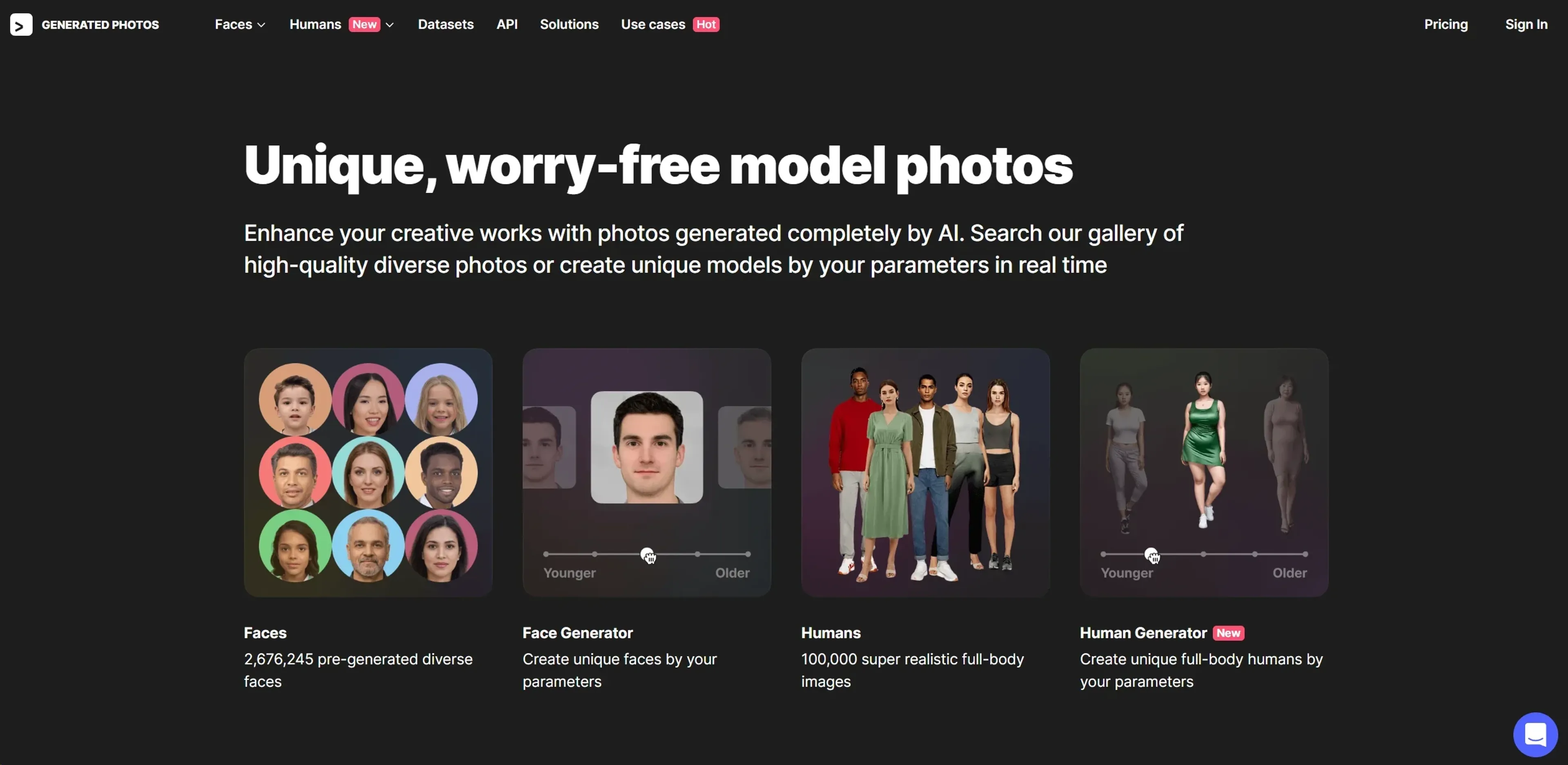 Image related to Generated Photos, an AI tool for generating images from prompts.
