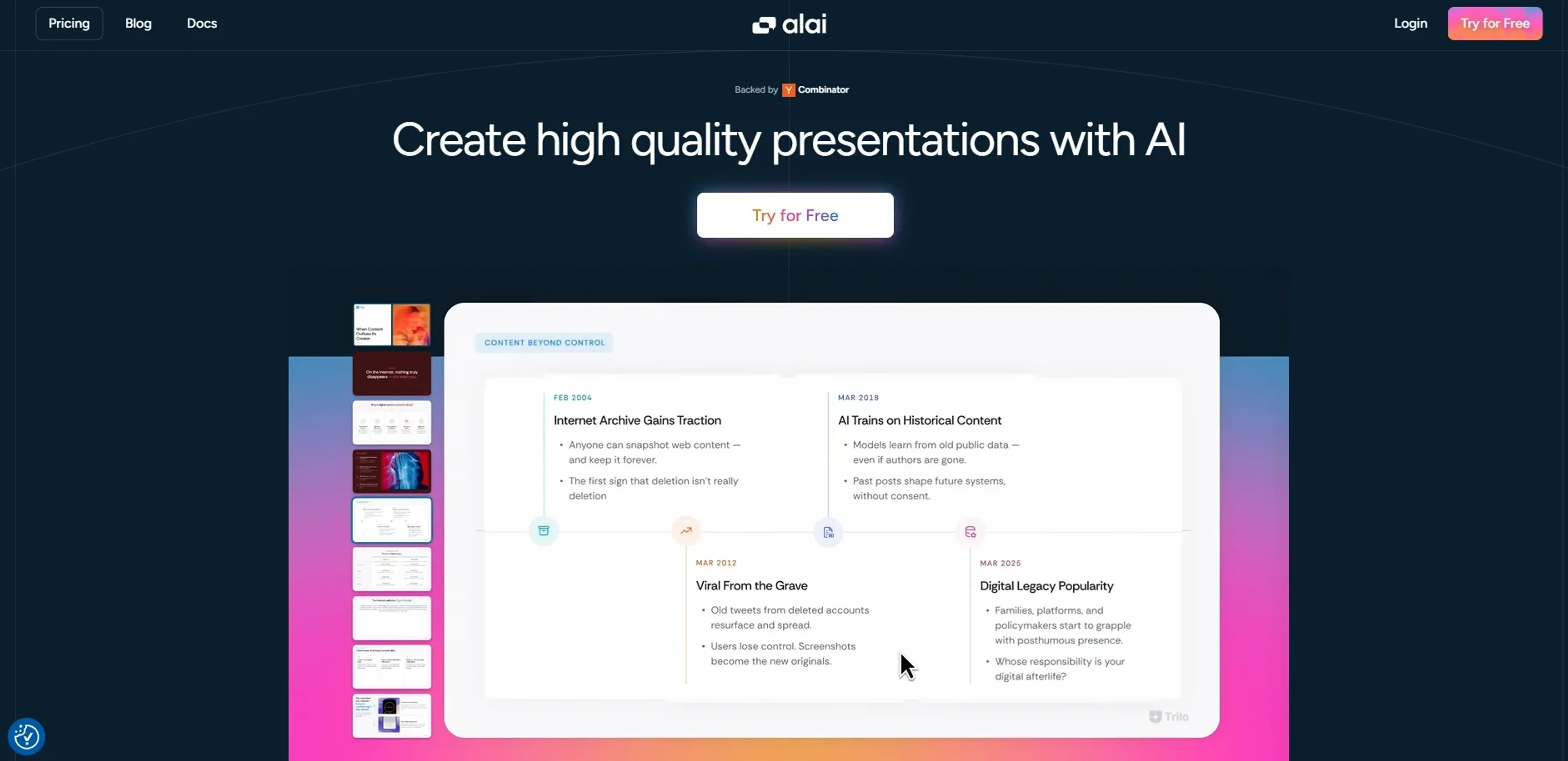 Image related to Alai, an AI tool for creating professional presentations.