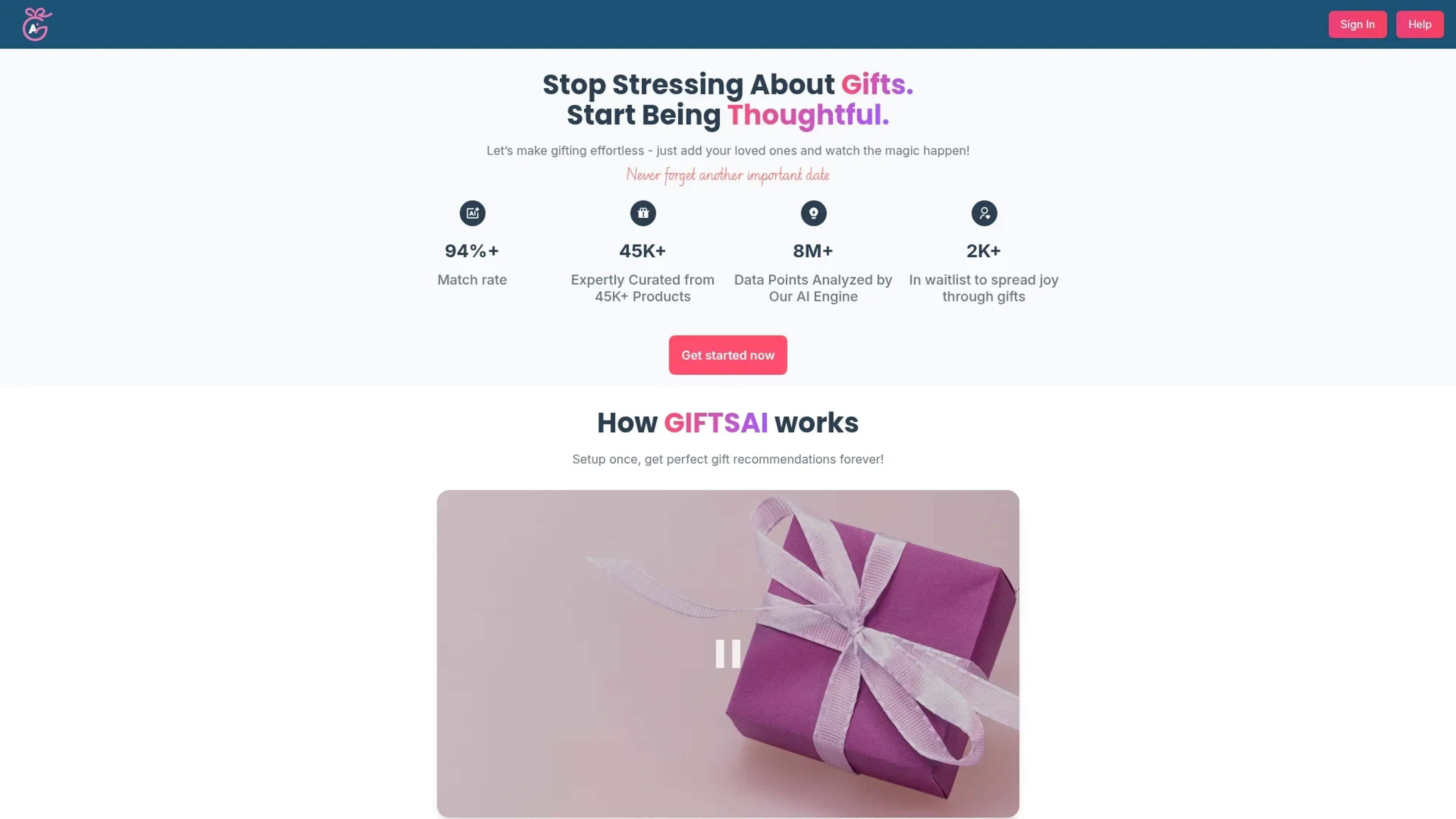Image related to GIFTS AI, an AI tool for generating personalized gift ideas.