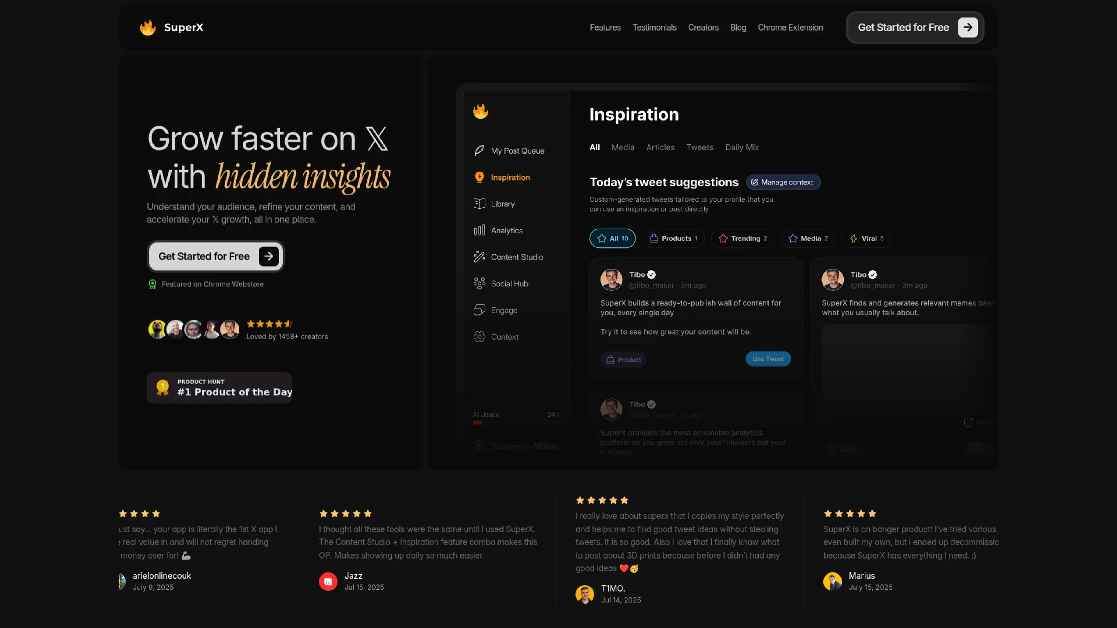 Image related to SuperX, an AI tool for managing and creating social media content.