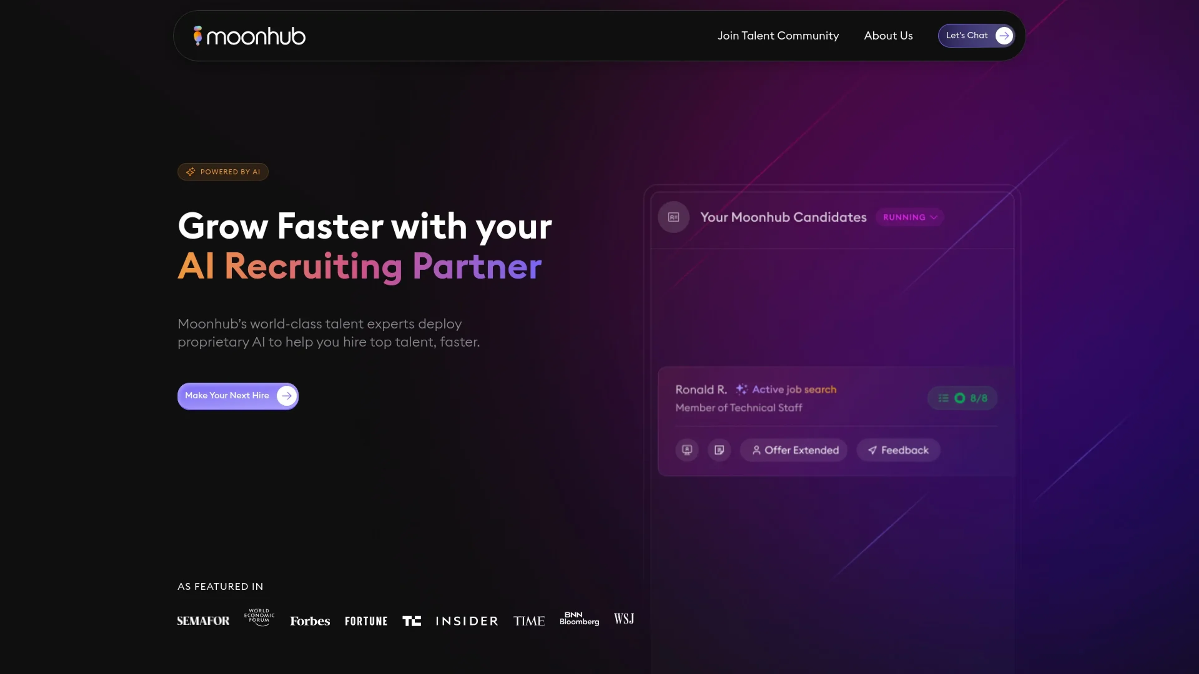 Image related to Moonhub, an AI tool for HR management and recruitment.