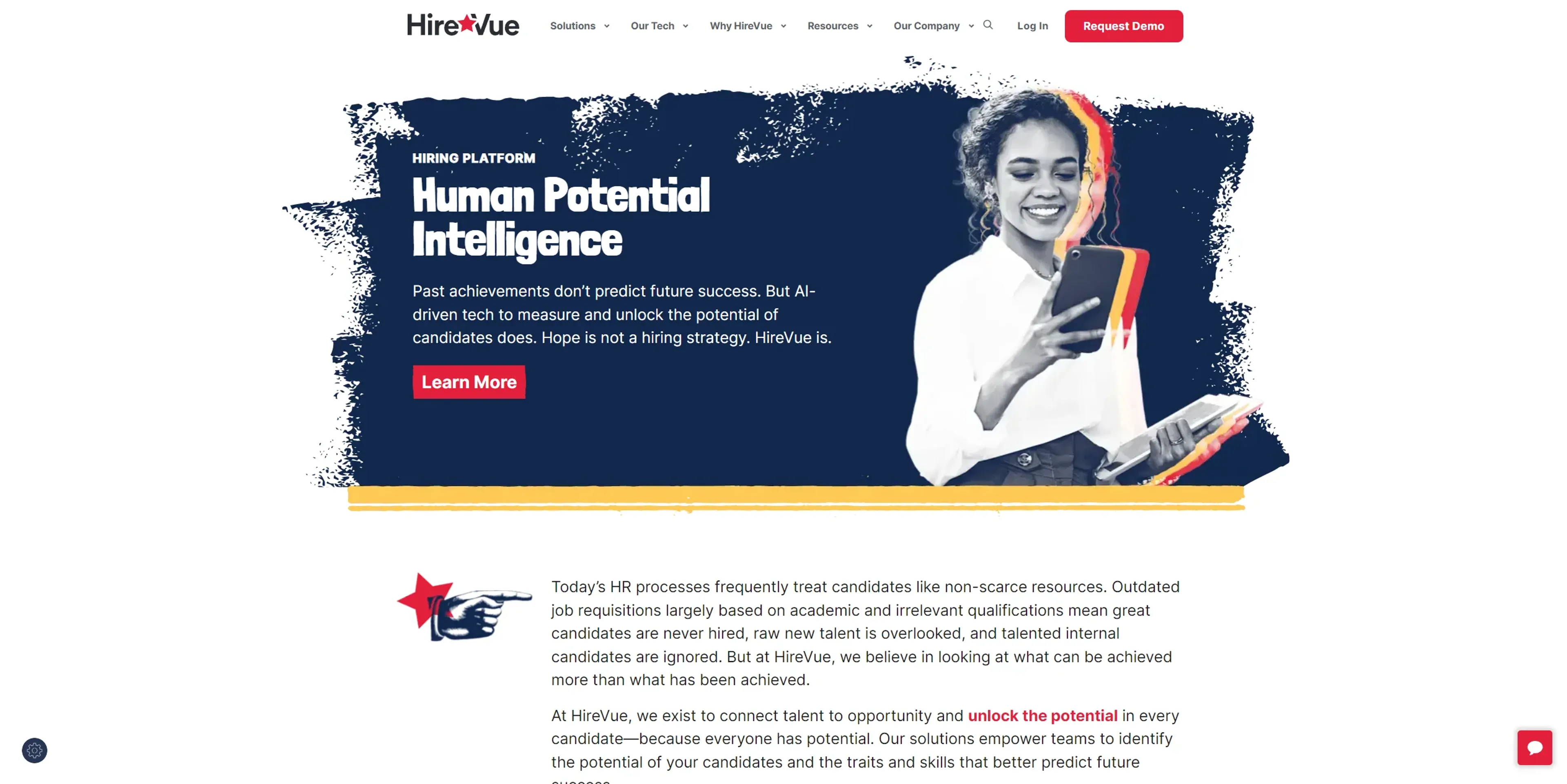 Image related to Hirevue, an AI tool for HR management and recruitment.