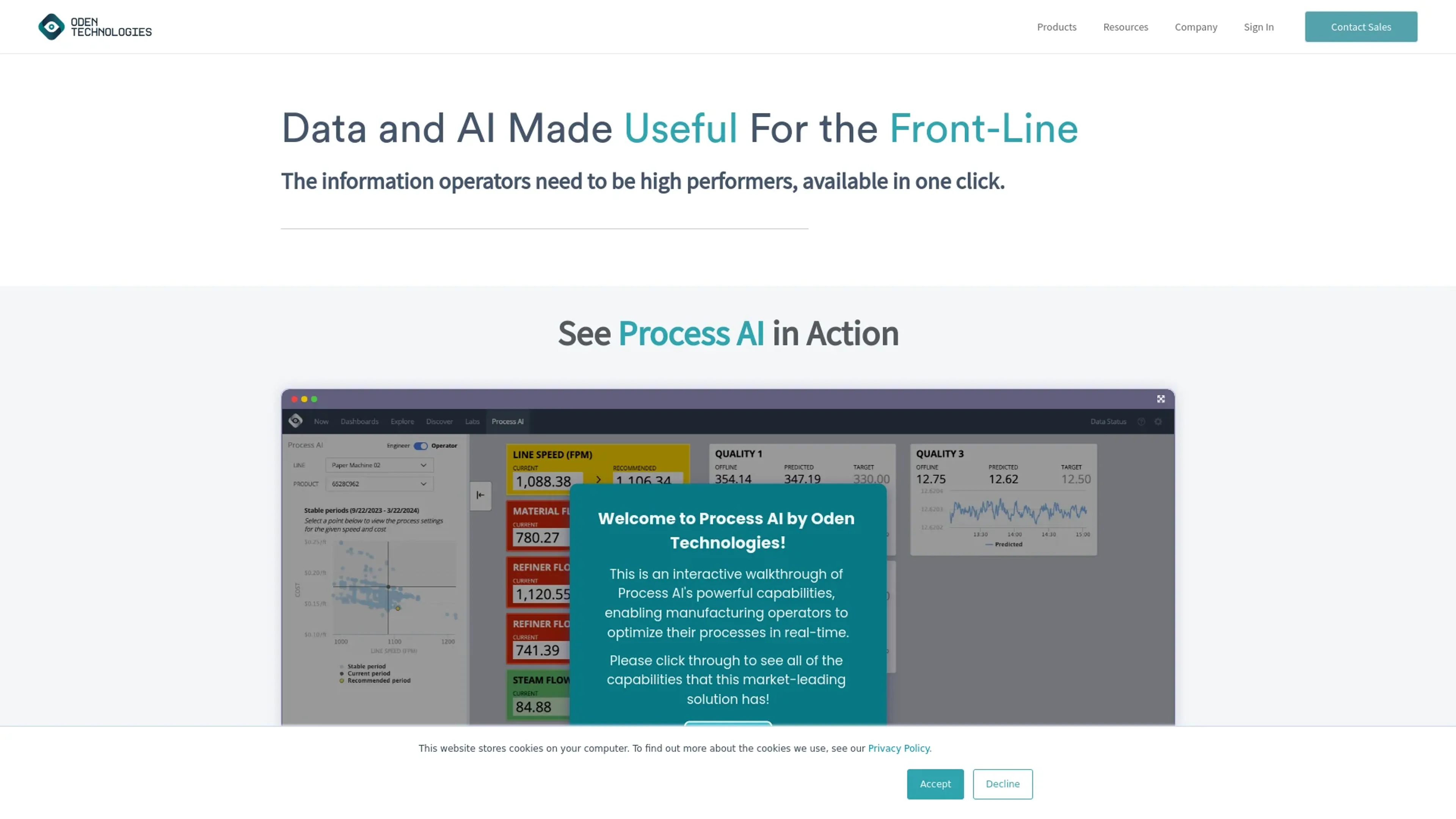 Image related to Oden Technologies, an AI tool for automating workflows and business processes.