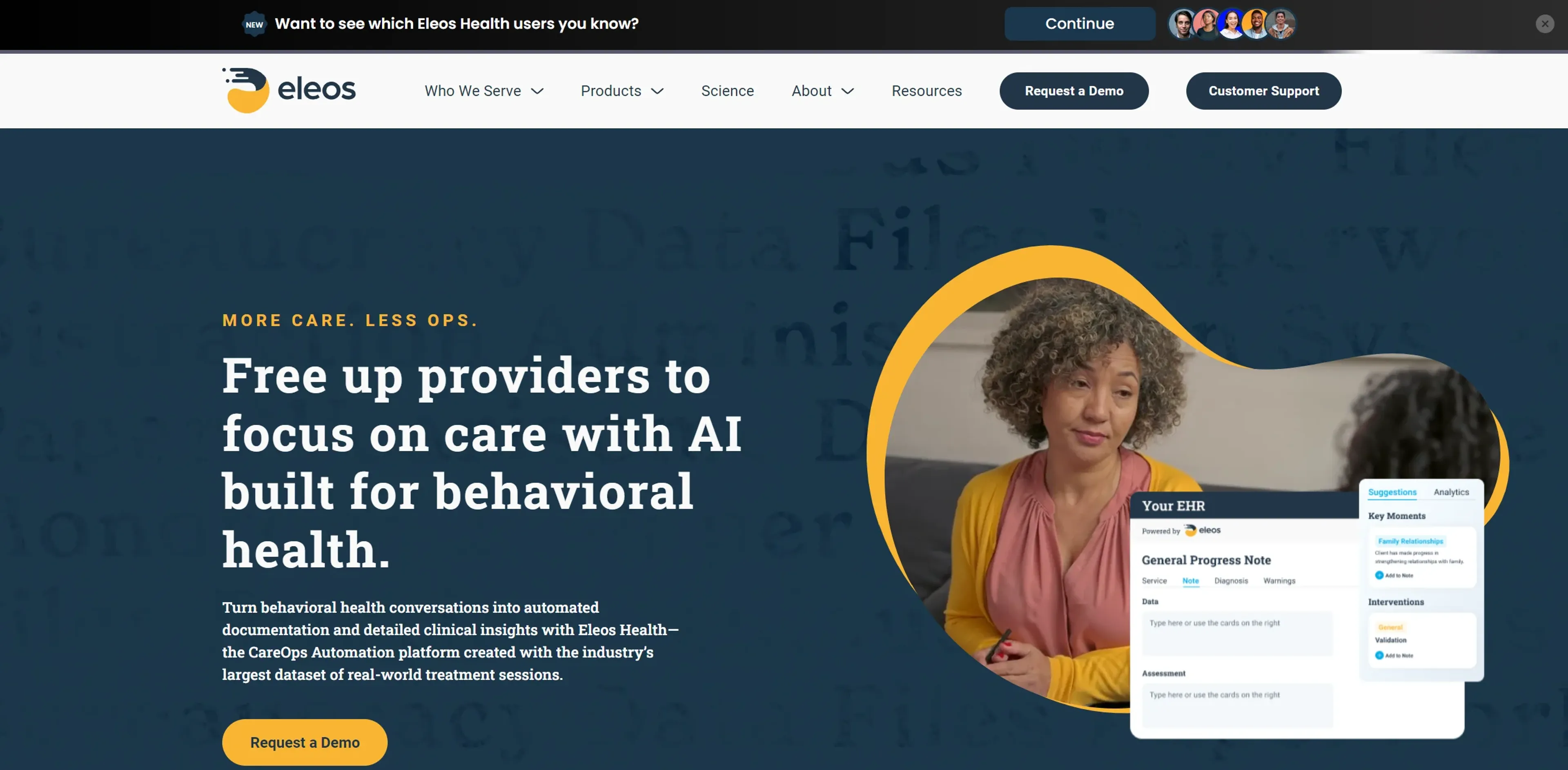 Image related to Eleos Health, an AI tool for health monitoring and wellness support.