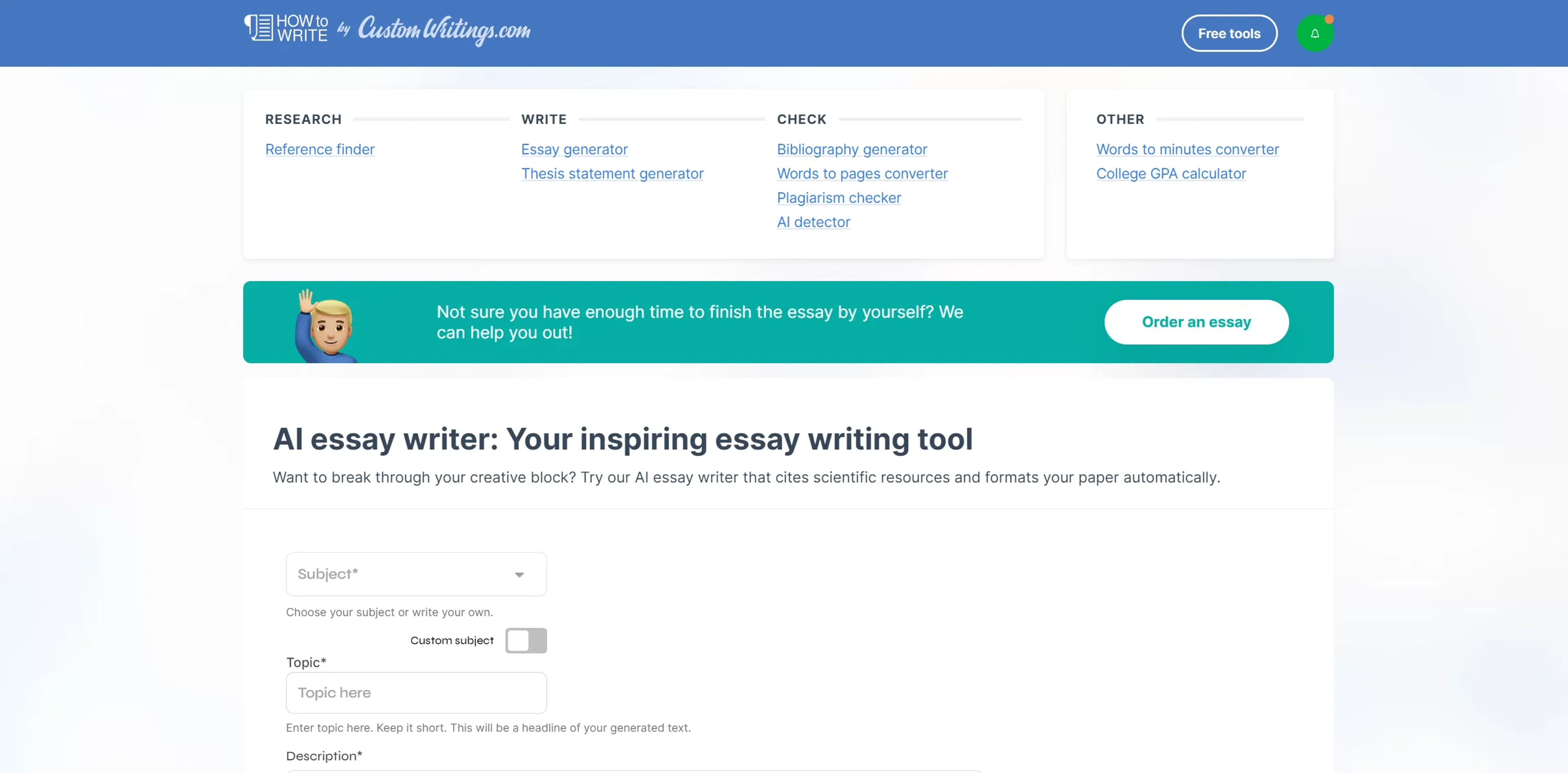 Image related to CustomWritings, an AI tool for assisting with writing and content creation.