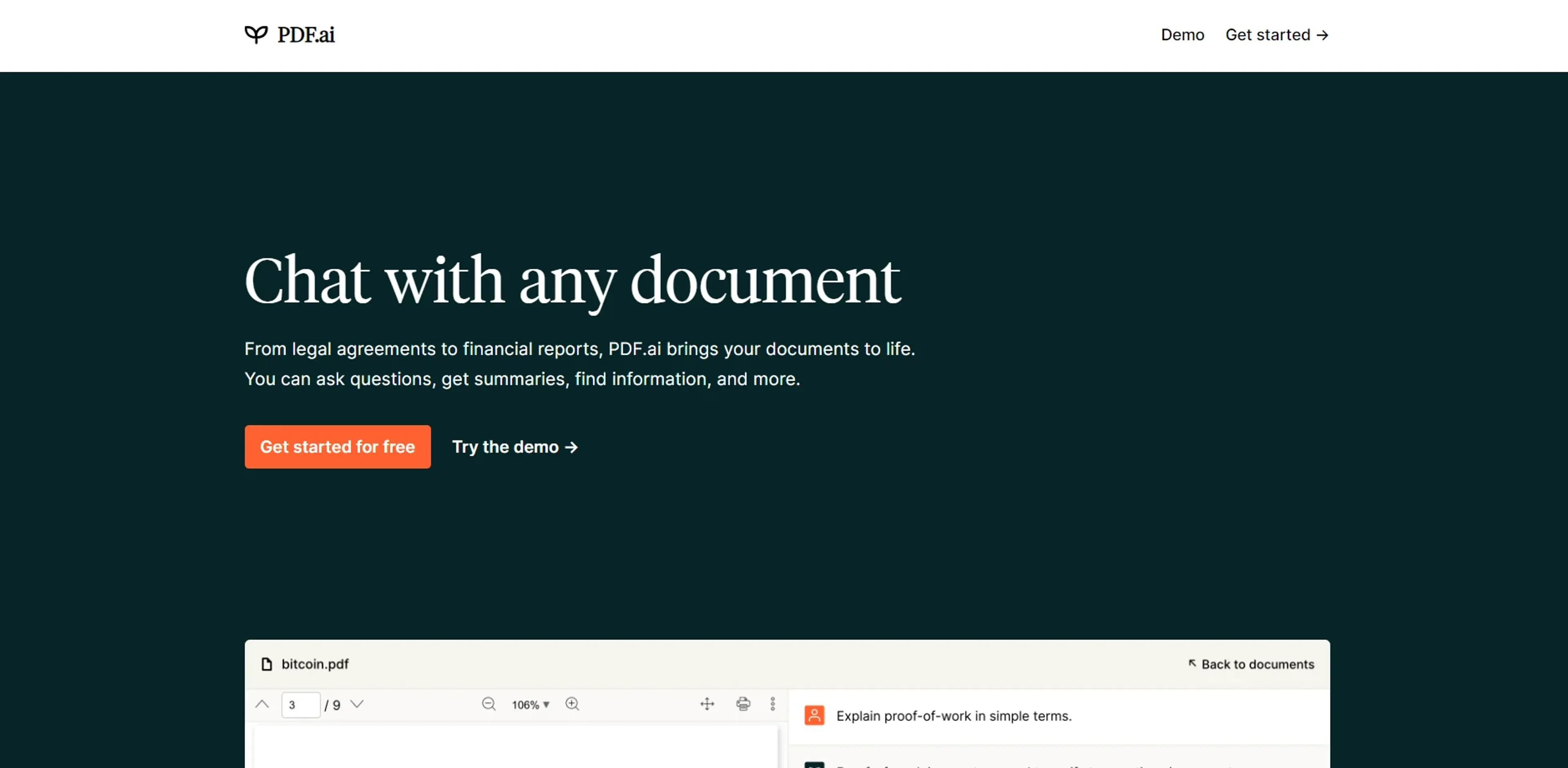 Image related to PDF.ai, an AI tool for summarizing text or documents.