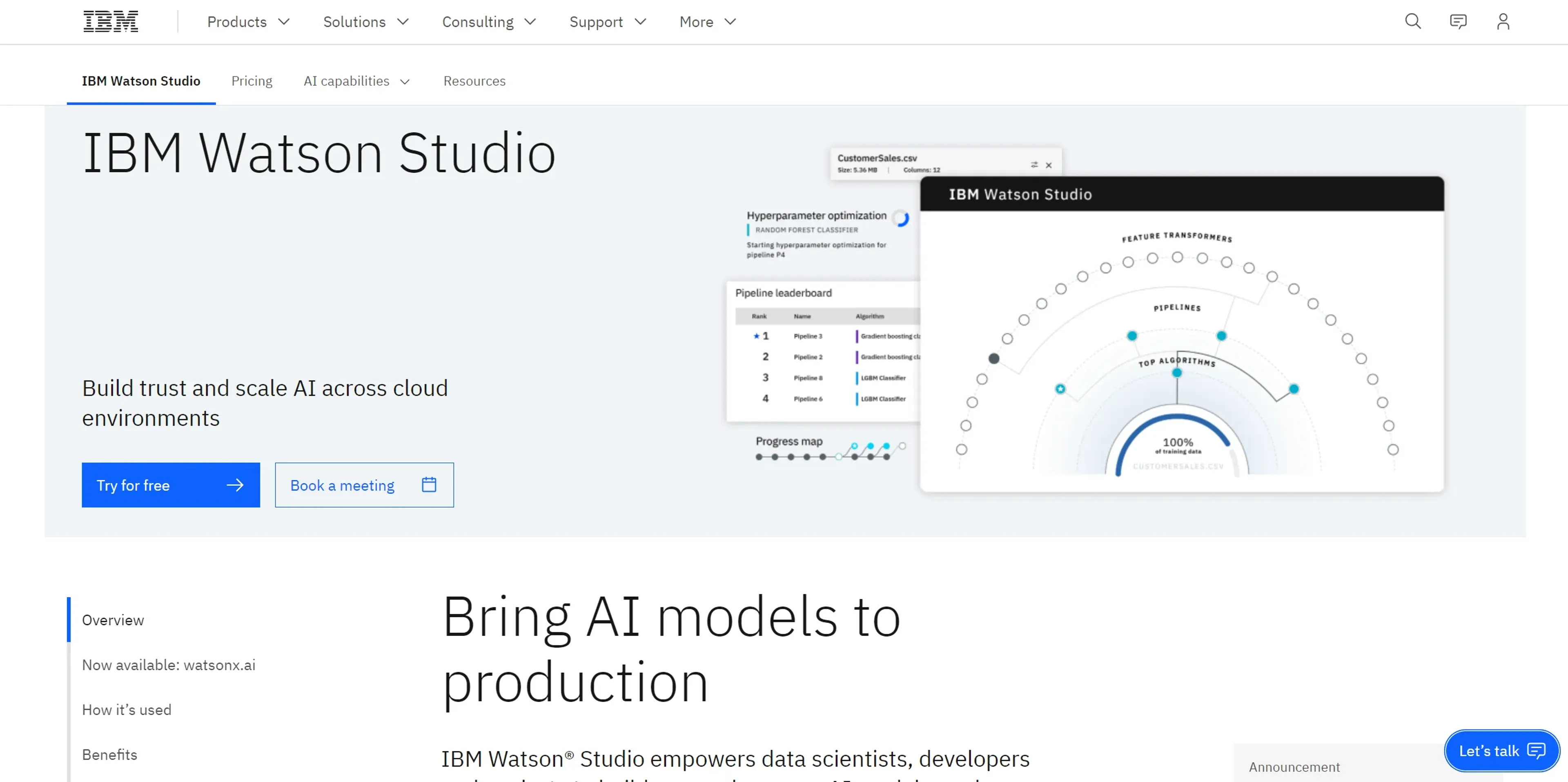 Image related to IBM Watson Studio, an AI tool for conducting and organizing research.