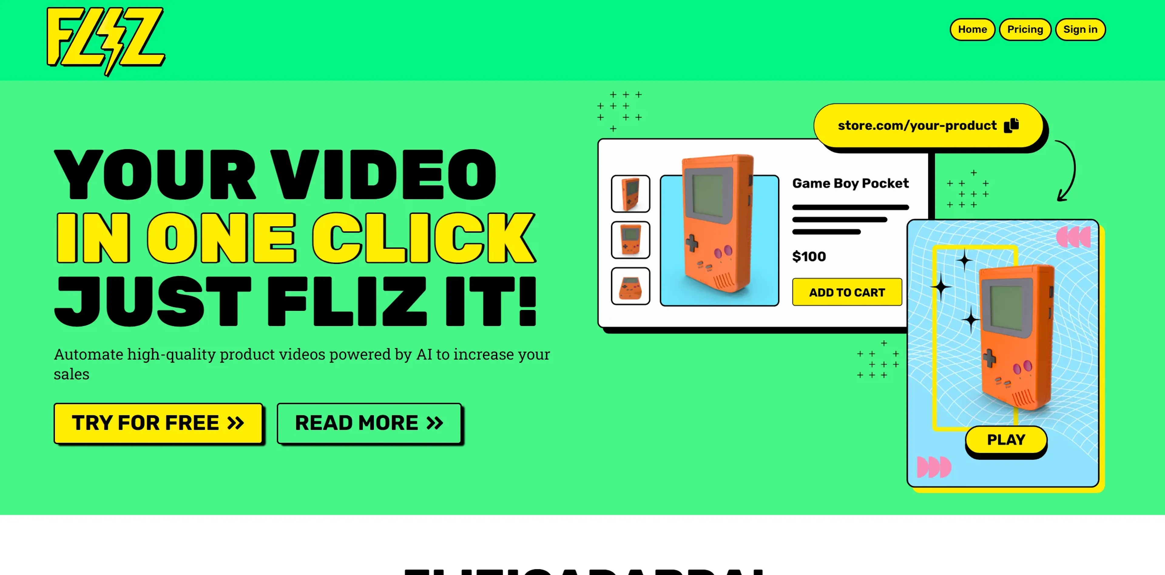 Image related to Fliz, an AI tool for generating realistic videos.