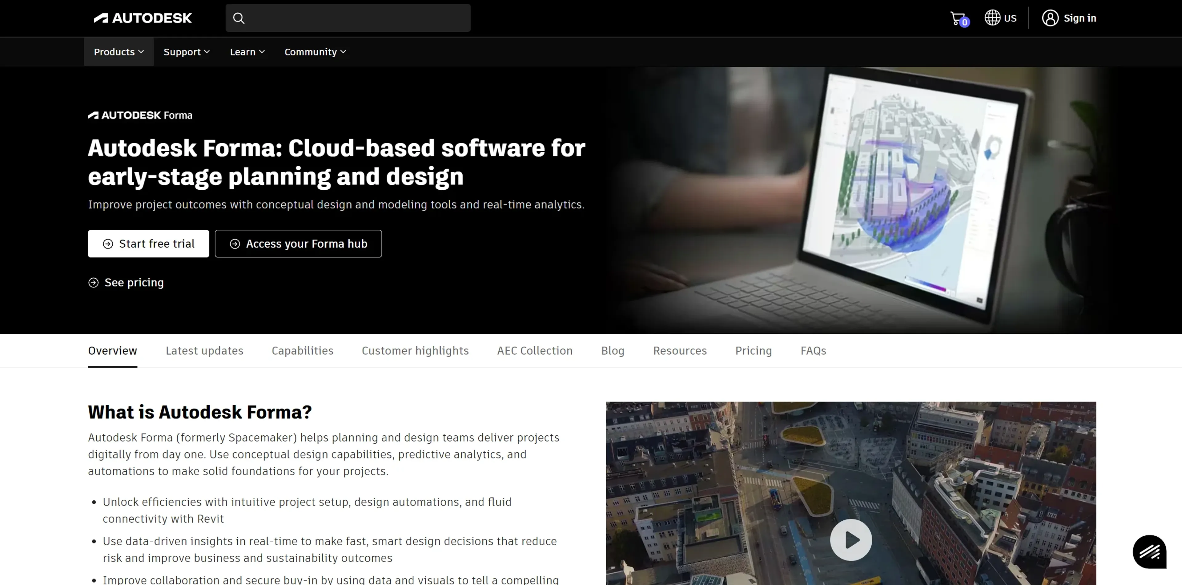 Image related to Autodesk Forma, an AI tool for generating design concepts and layouts.
