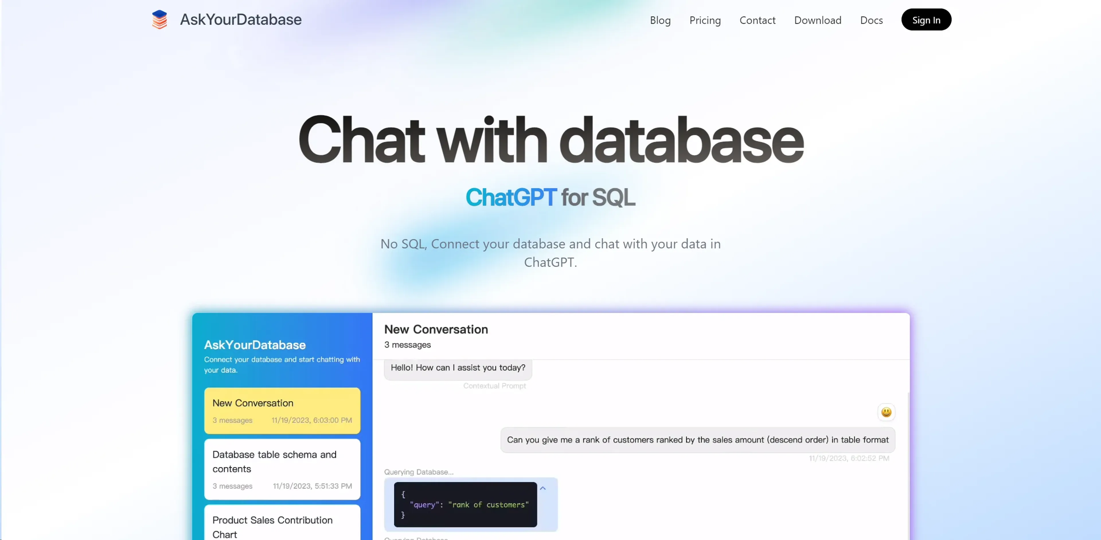 Image related to AskYourDatabase, an AI tool for writing and optimizing SQL queries.