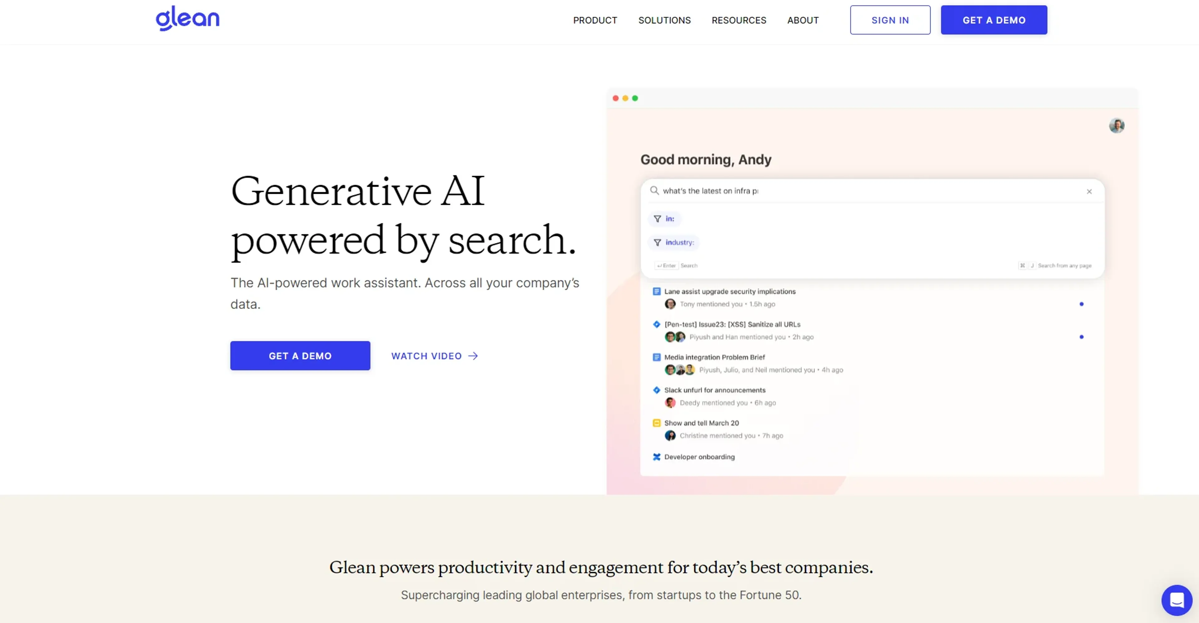 Image related to Glean, an AI-powered search engine for smarter results.