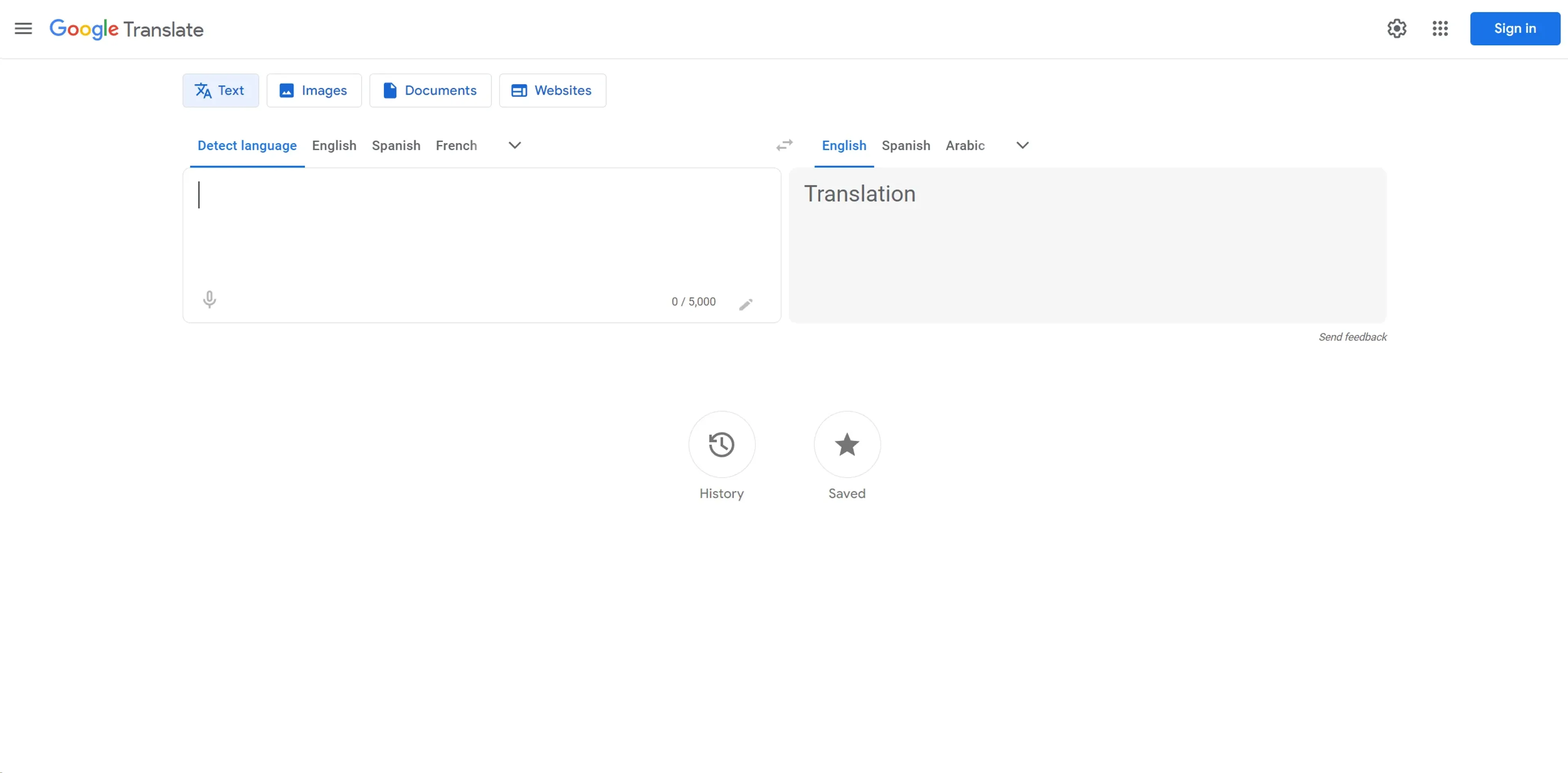 Google Translate screenshot