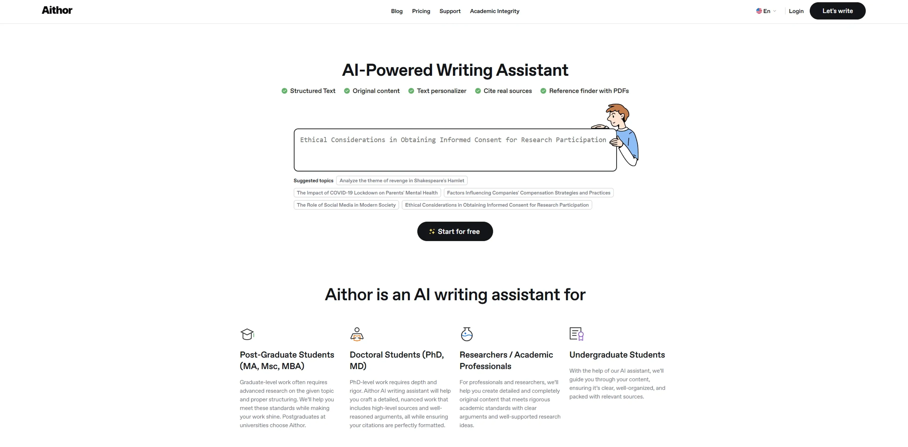 Image related to Aithor, an AI tool for assisting with writing and content creation.