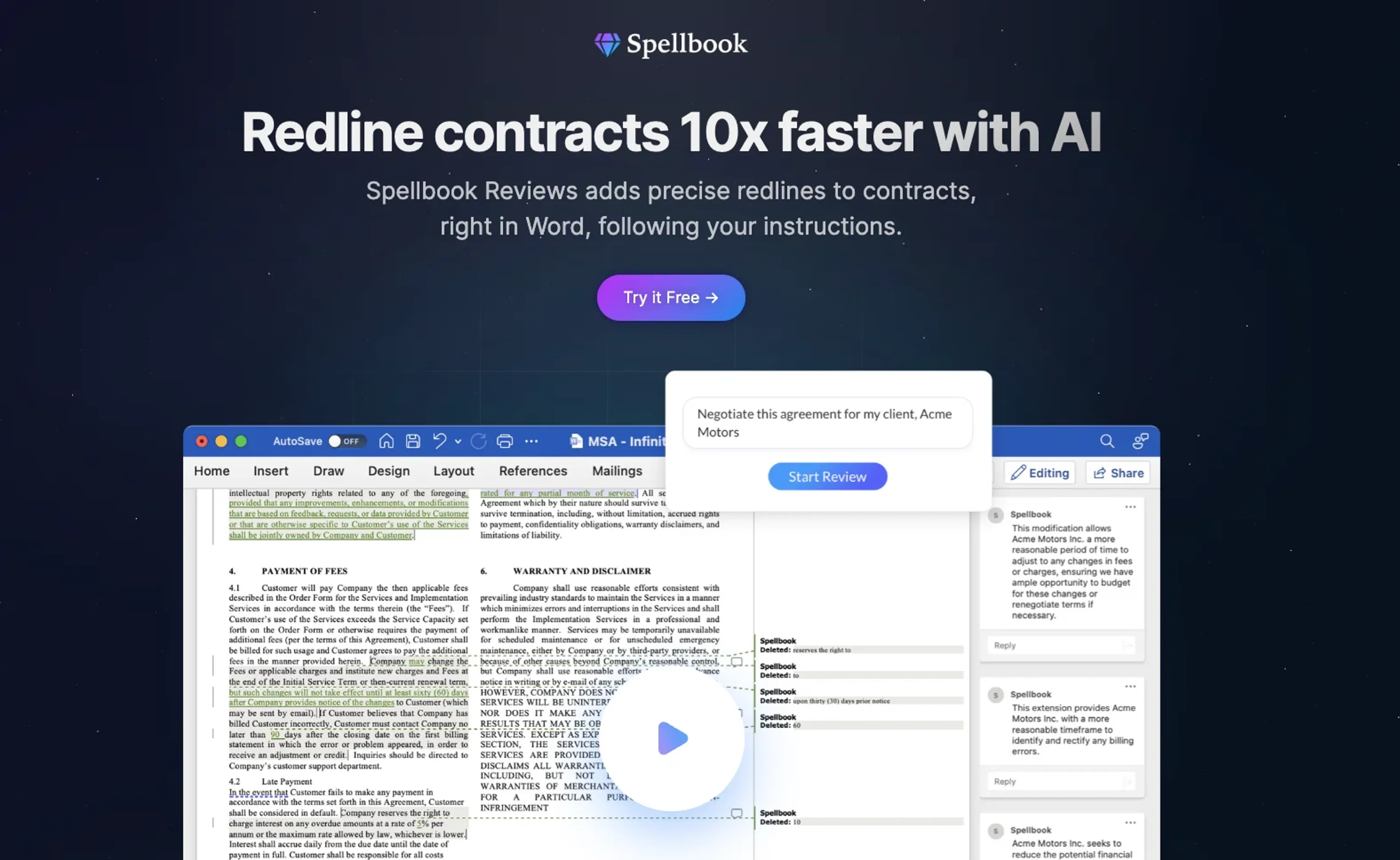 Image related to Spellbook, an AI tool for assisting with legal documents and research.