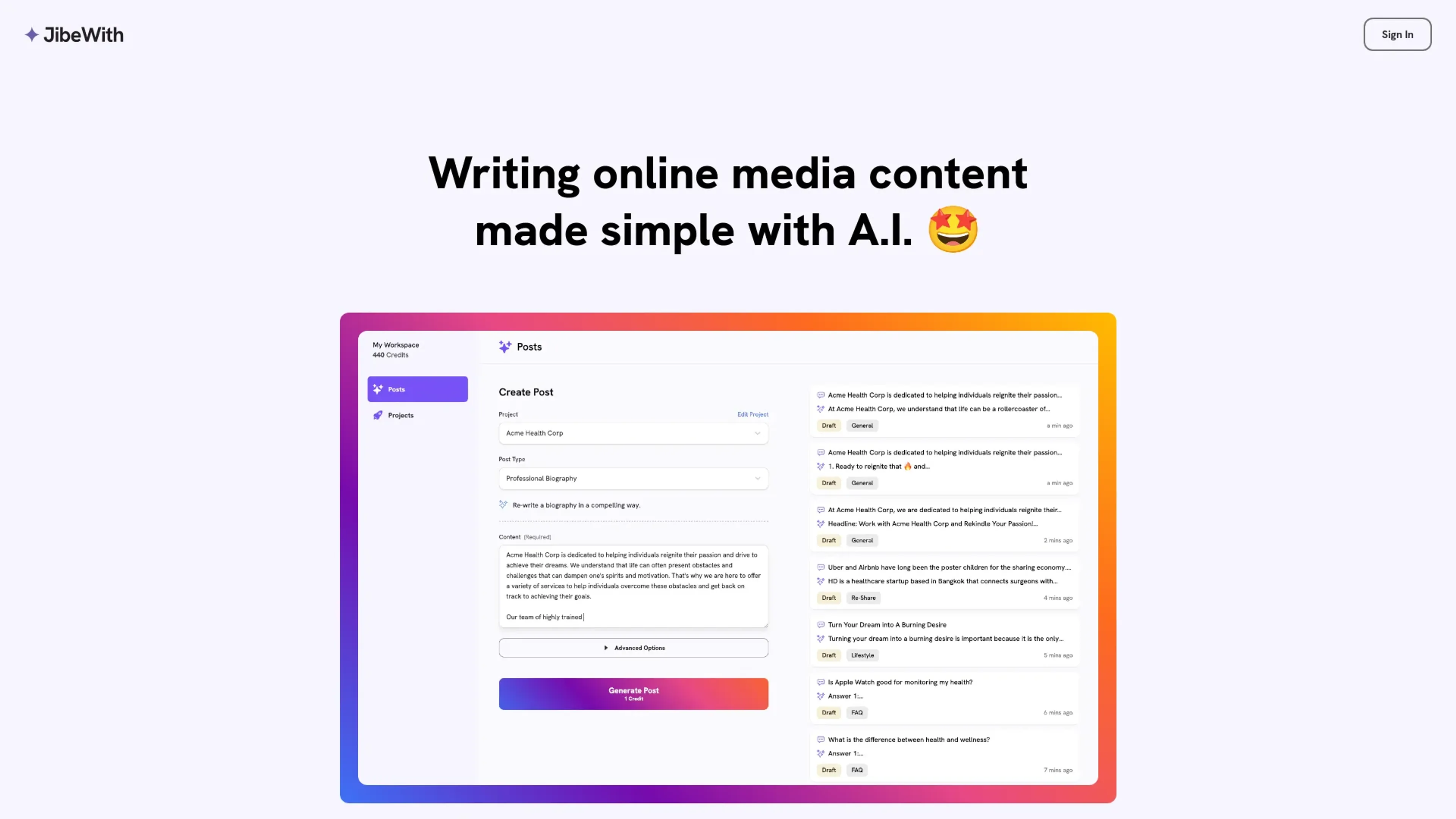 Image related to JibeWith, an AI tool for assisting with writing and content creation.