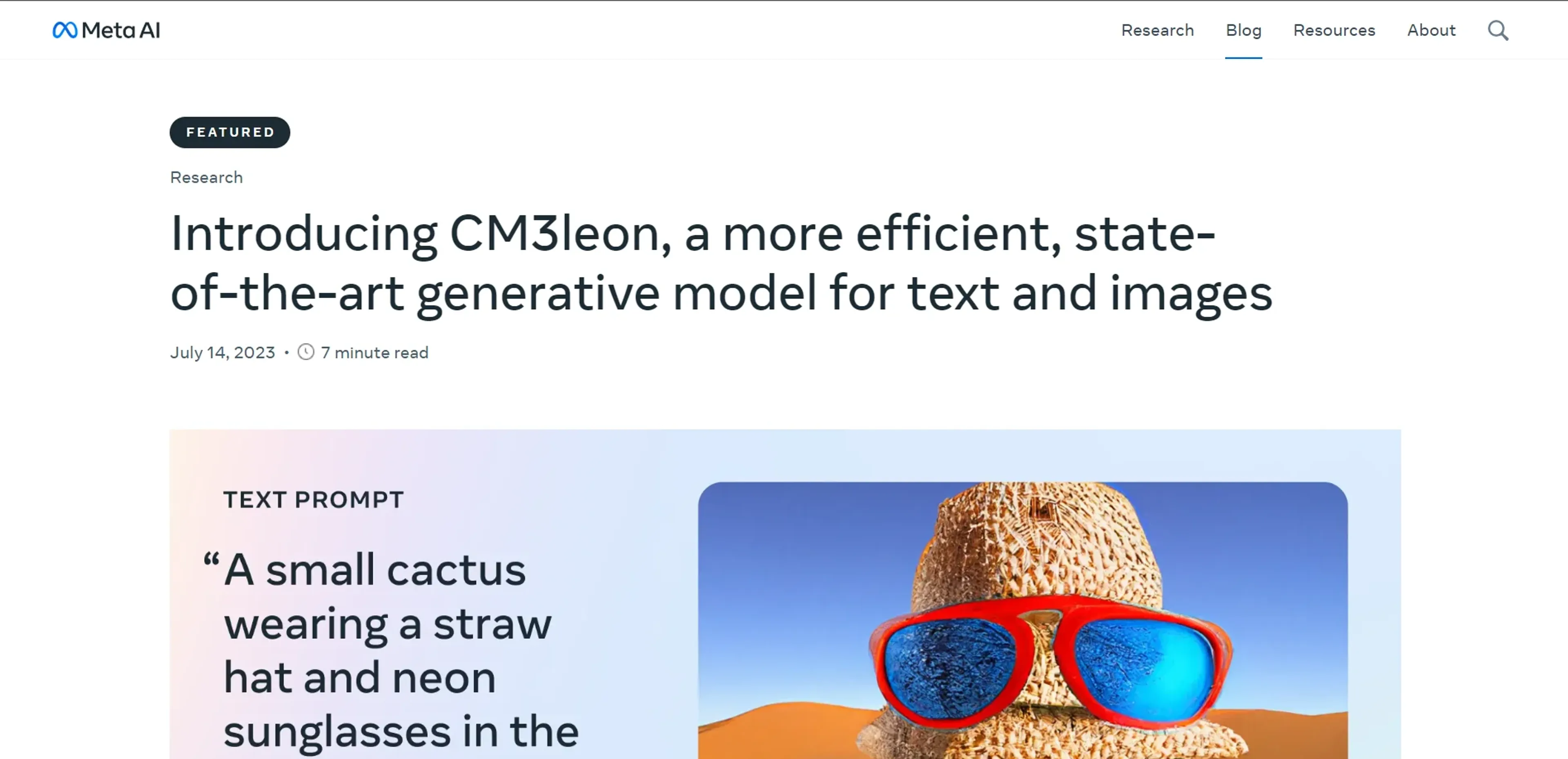 Image related to CM3leon by Meta, an AI tool for generating images from text prompts.