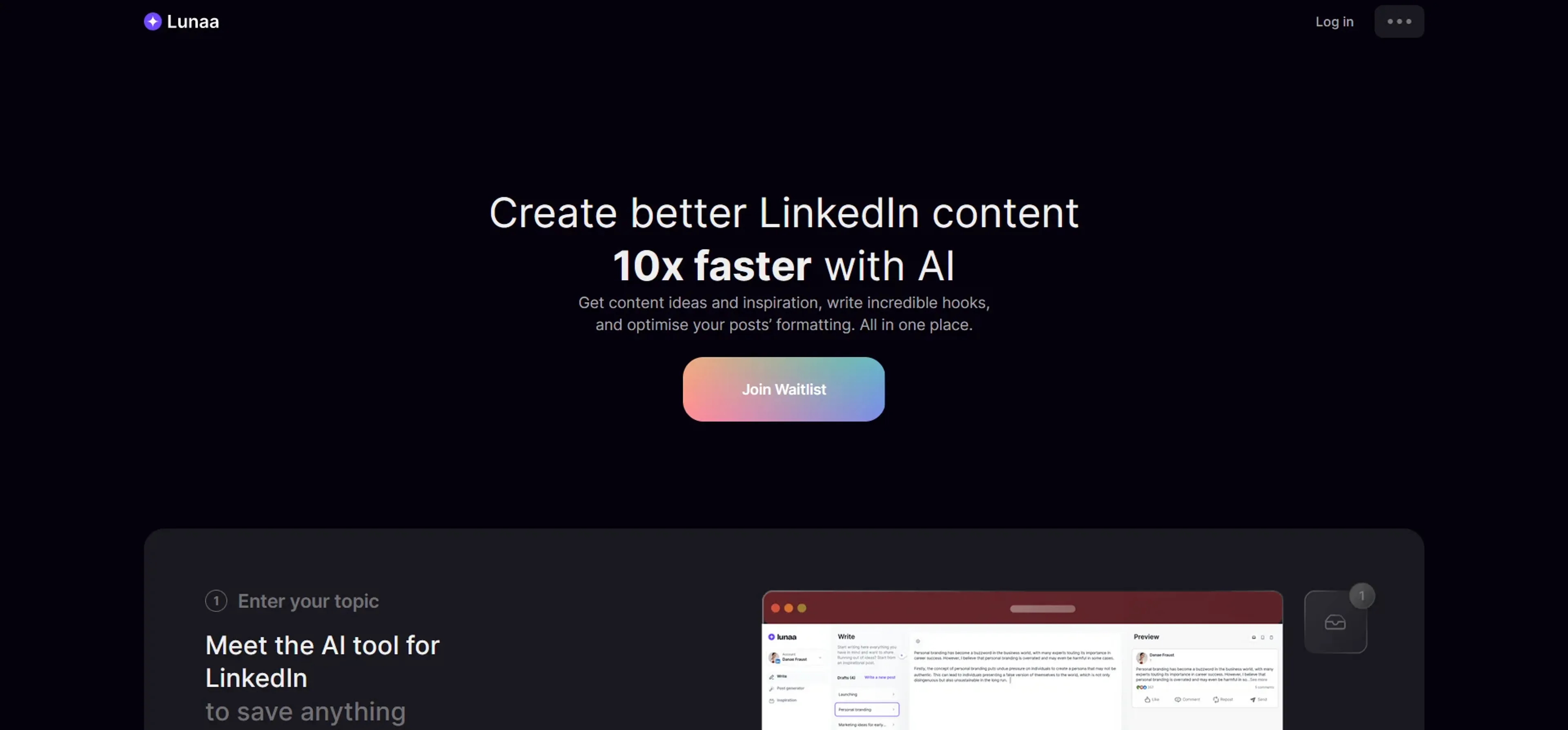 Image related to Lunaa, an AI tool for managing and creating social media content.