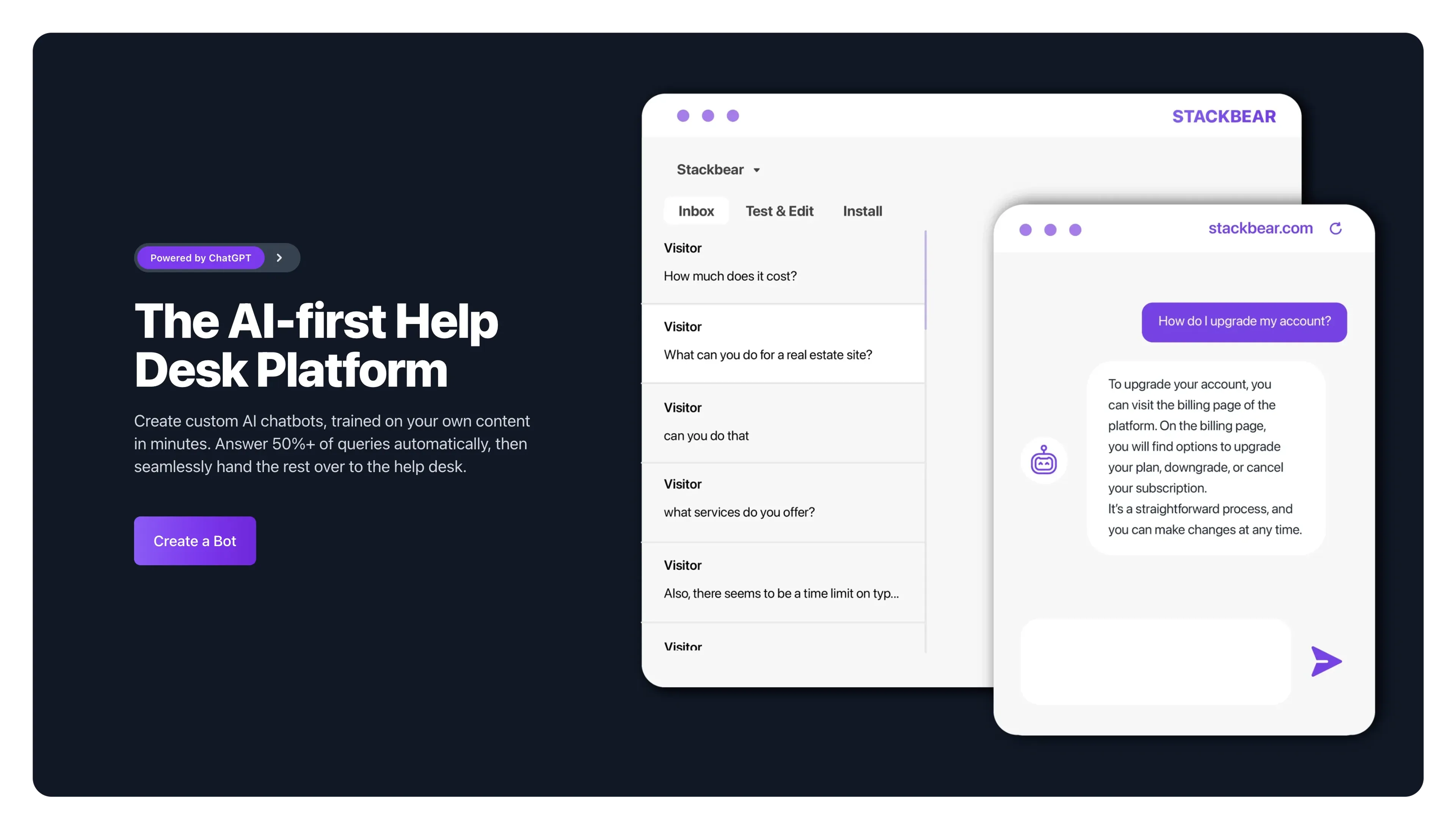 Image related to Stackbear, an AI tool for automating customer service and support.