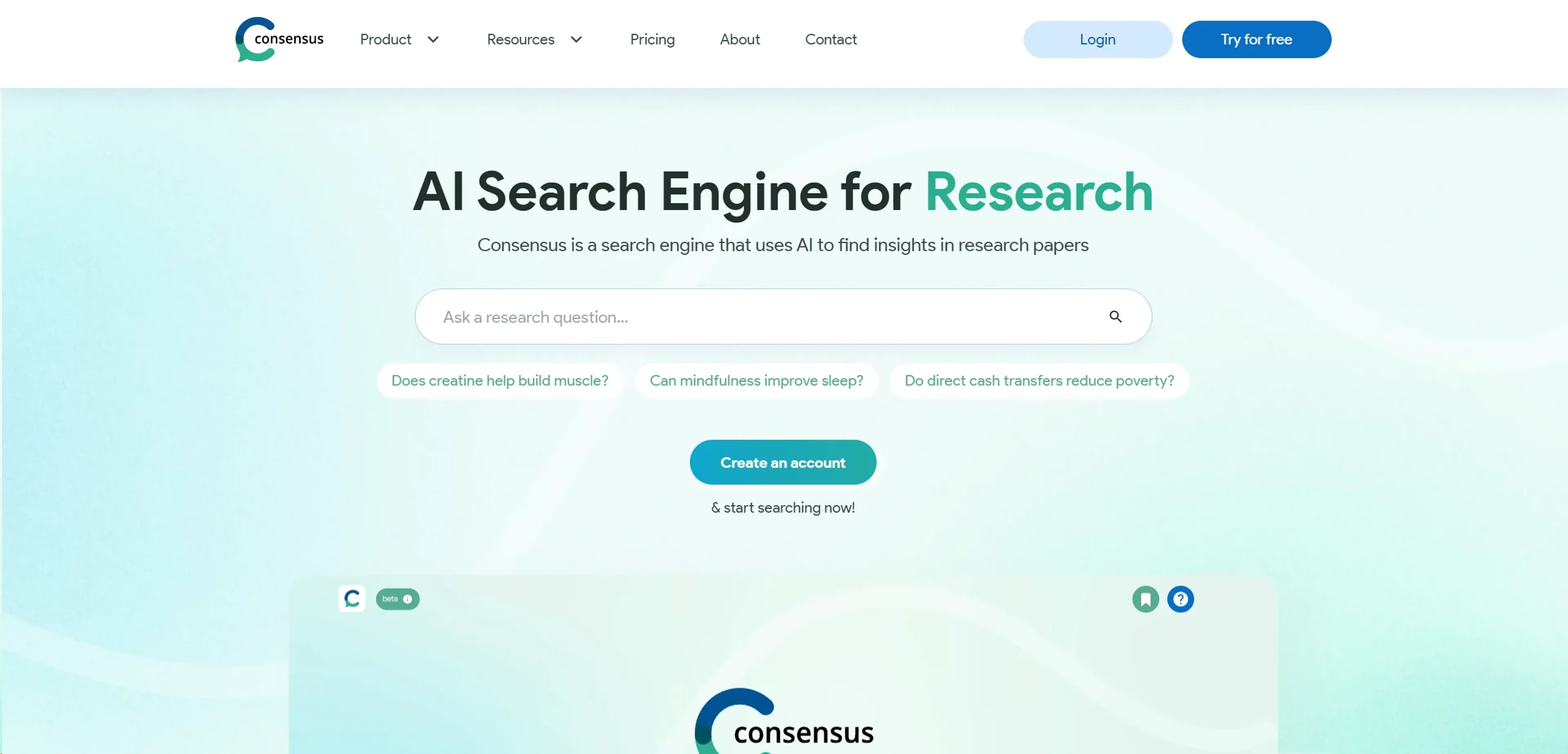 Image related to Consensus, an AI tool for conducting and organizing research.