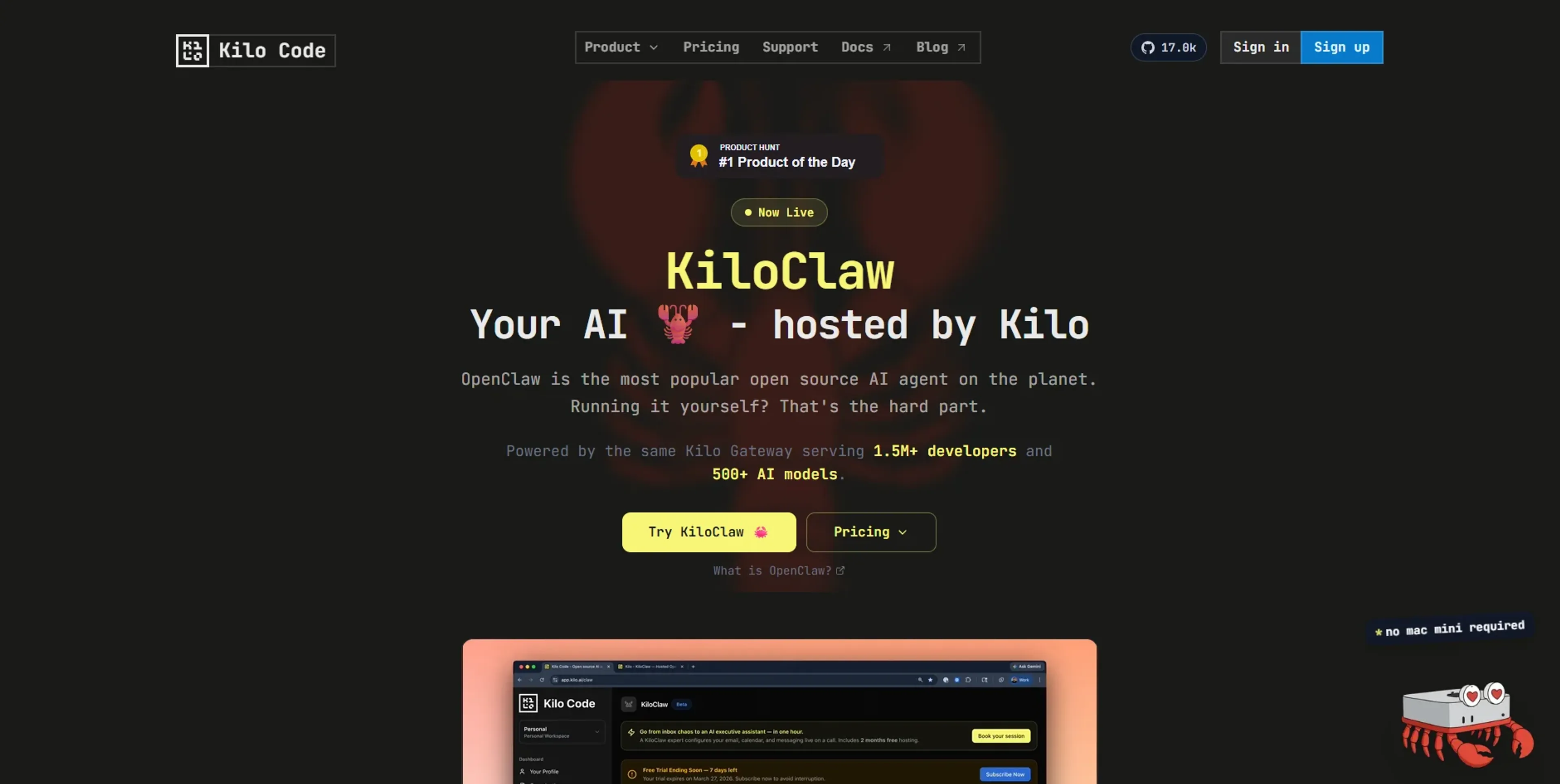 Image related to KiloClaw, an AI tool for building and deploying autonomous agents.