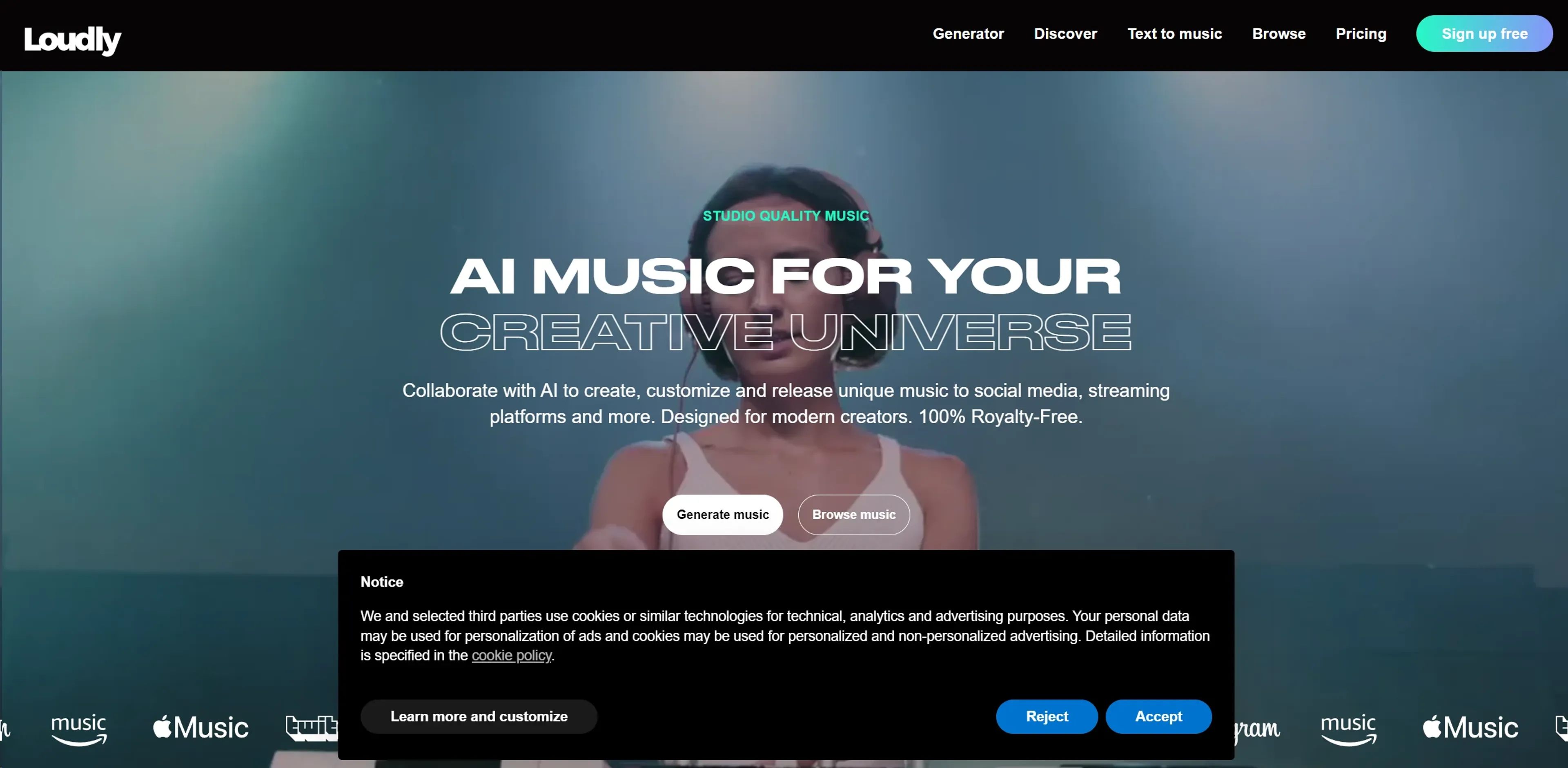 Image related to Loudly, an AI tool for composing or producing music.