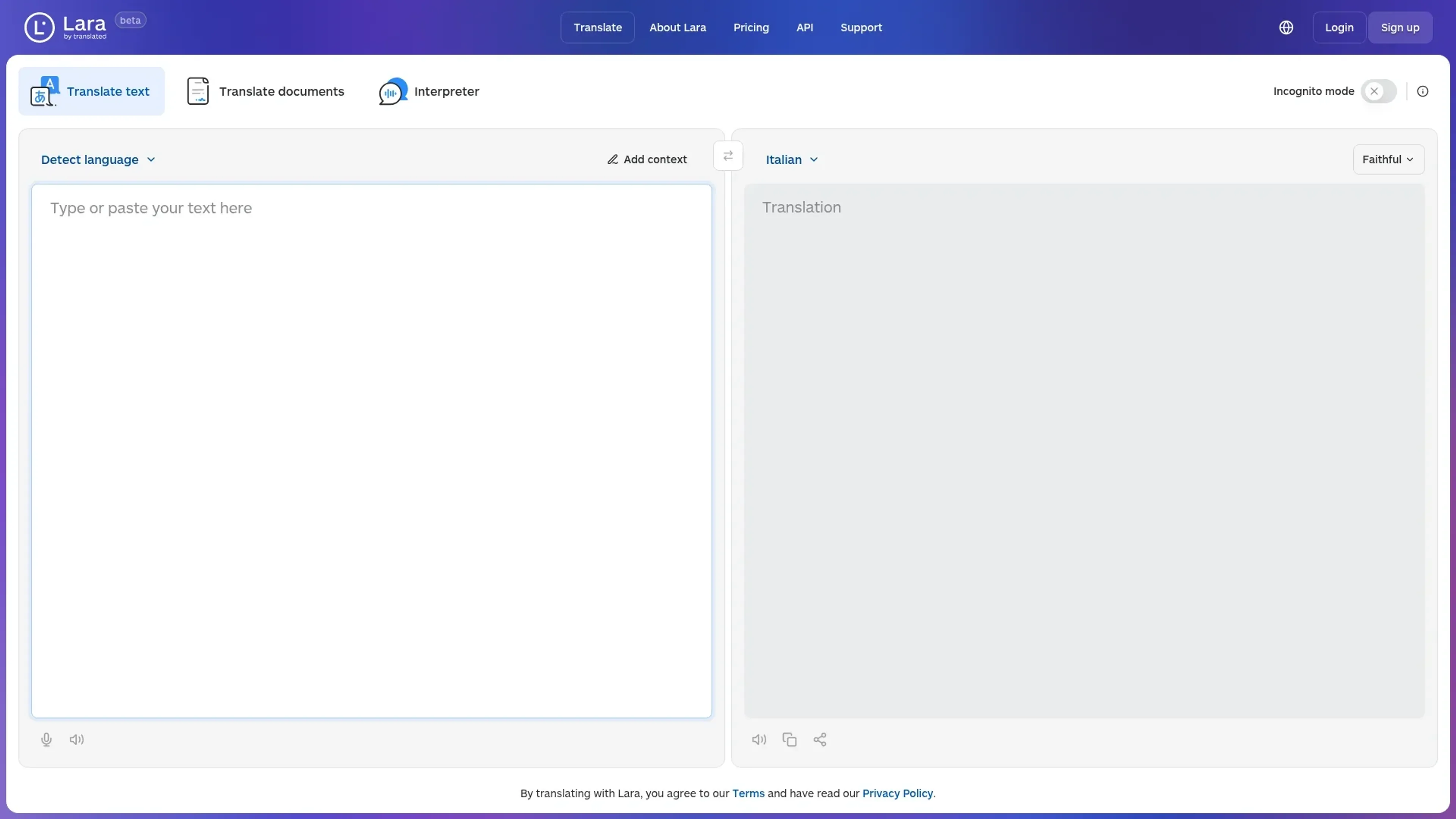 Image related to Lara Translate, an AI tool for translating text or speech between languages.