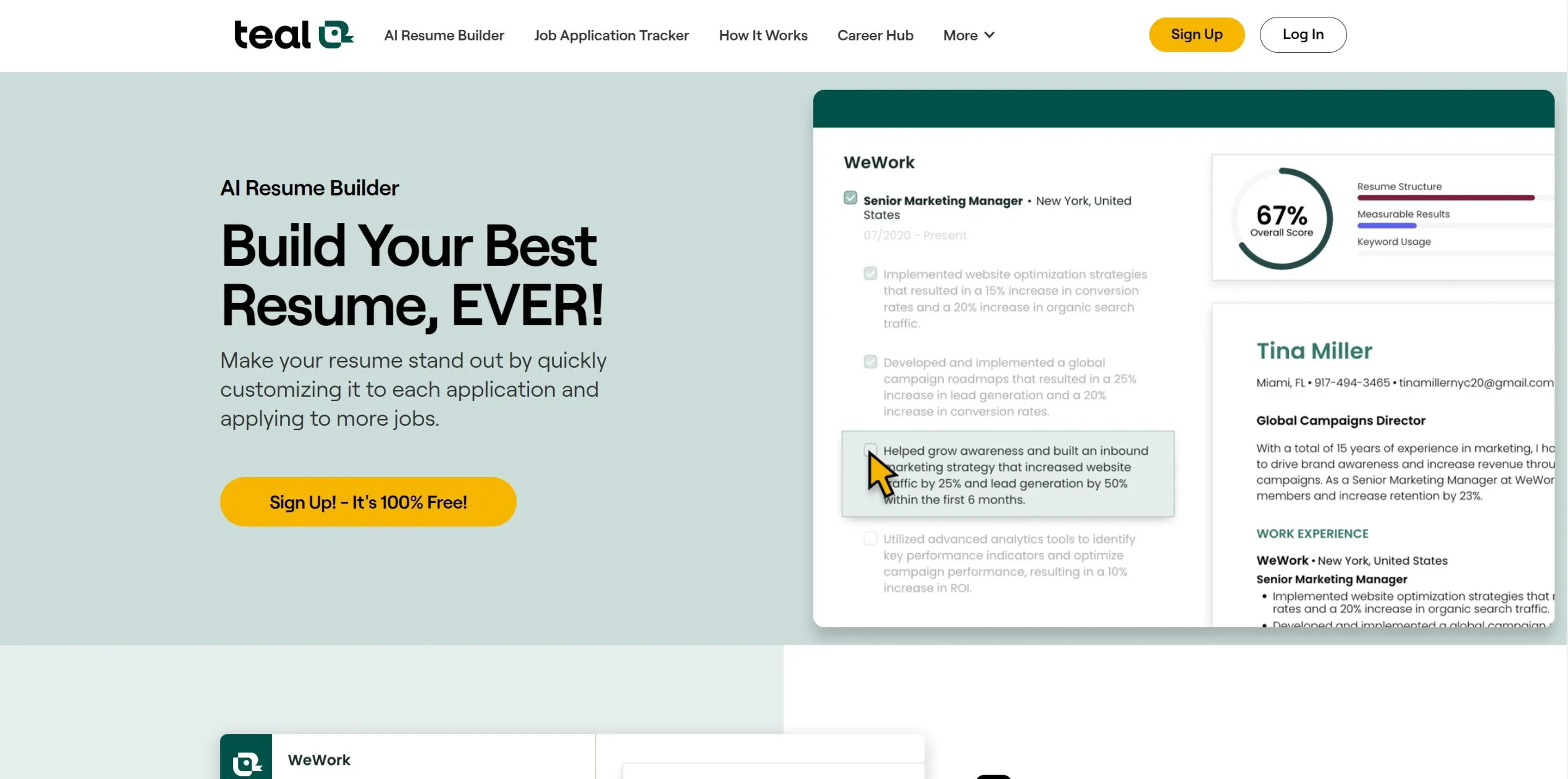 Image related to Teal Resume Builder, an AI tool for HR management and recruitment.