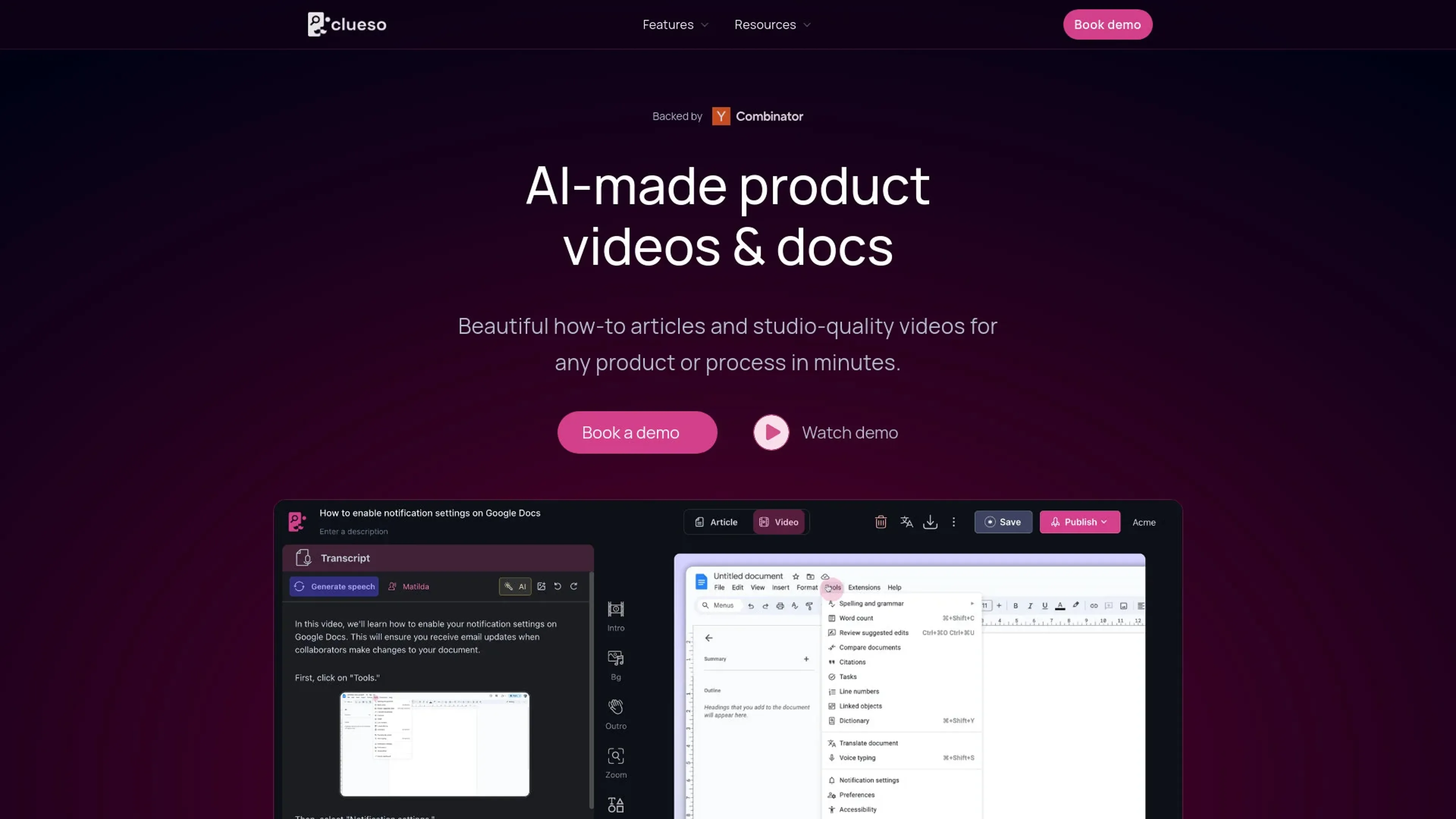Image related to Clueso, an AI tool for generating realistic videos.