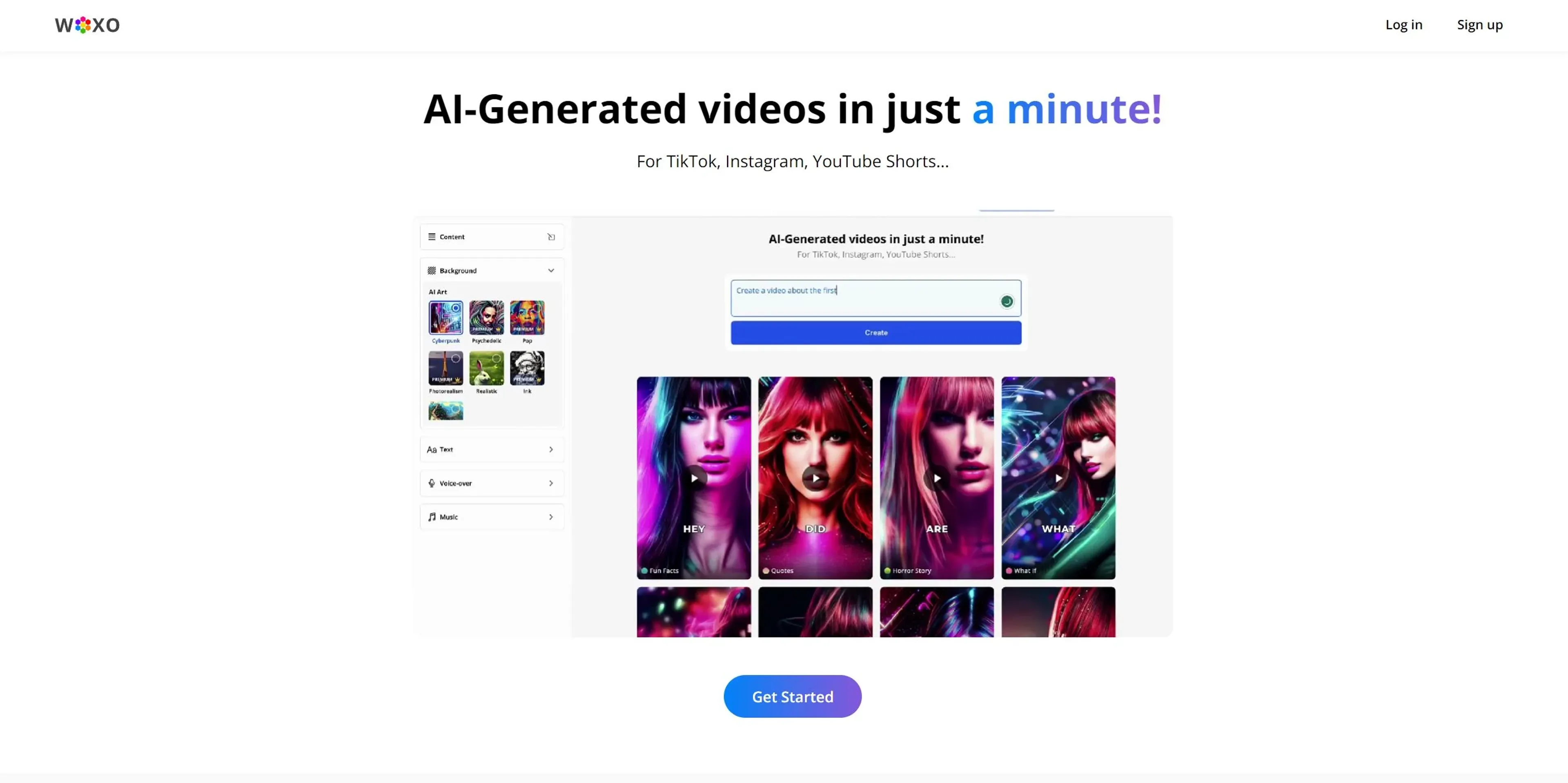 Image related to WOXO - Idea to Videos, an AI tool for generating realistic videos.