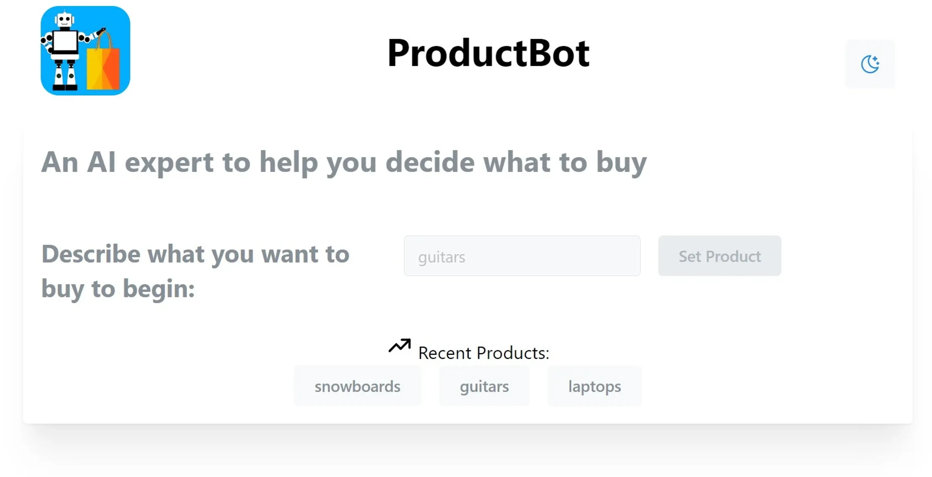 Image related to ProductBot, an AI tool for enhancing online store management and sales.
