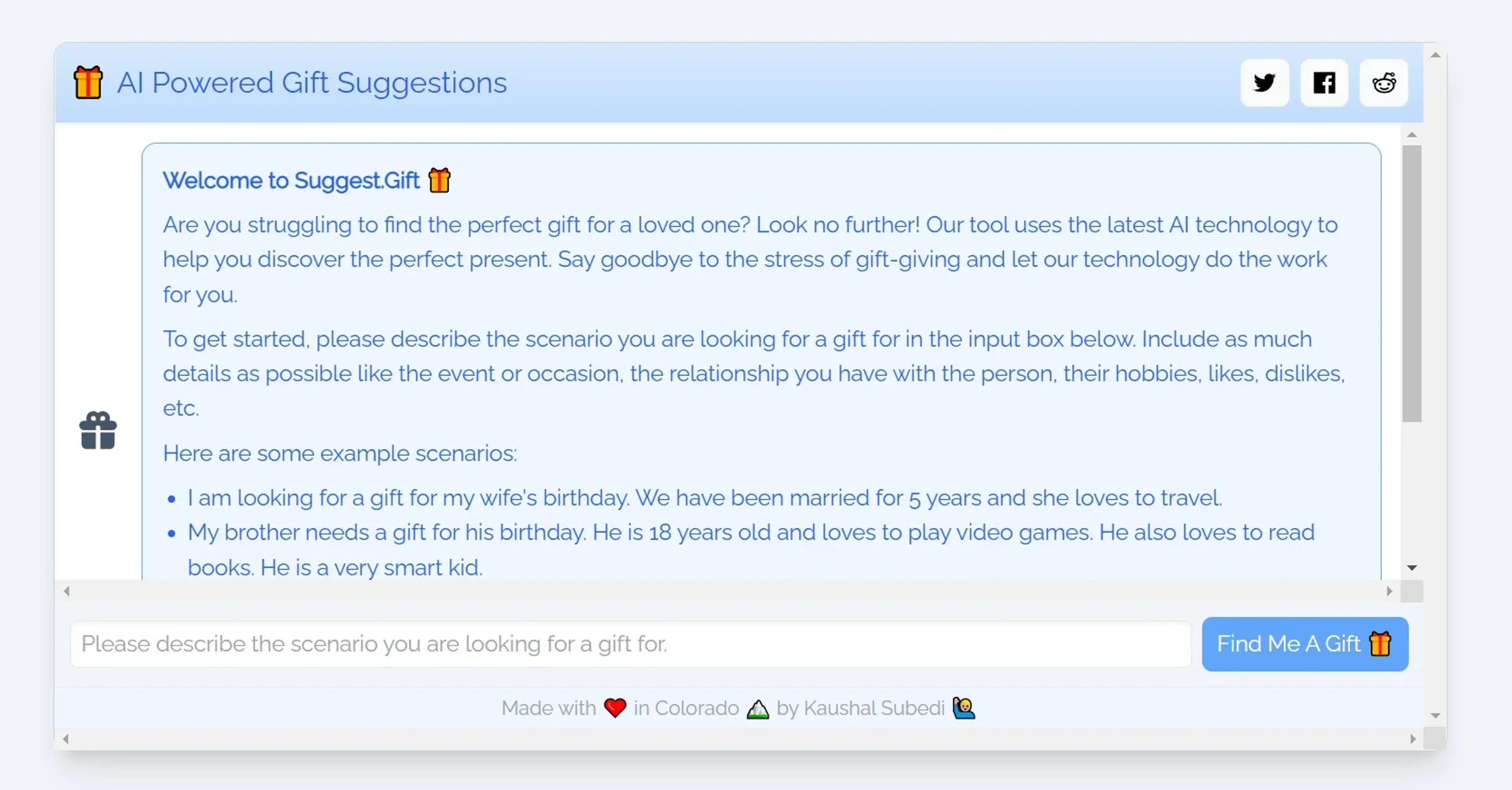 Image related to Suggest Gift, an AI tool for generating personalized gift ideas.