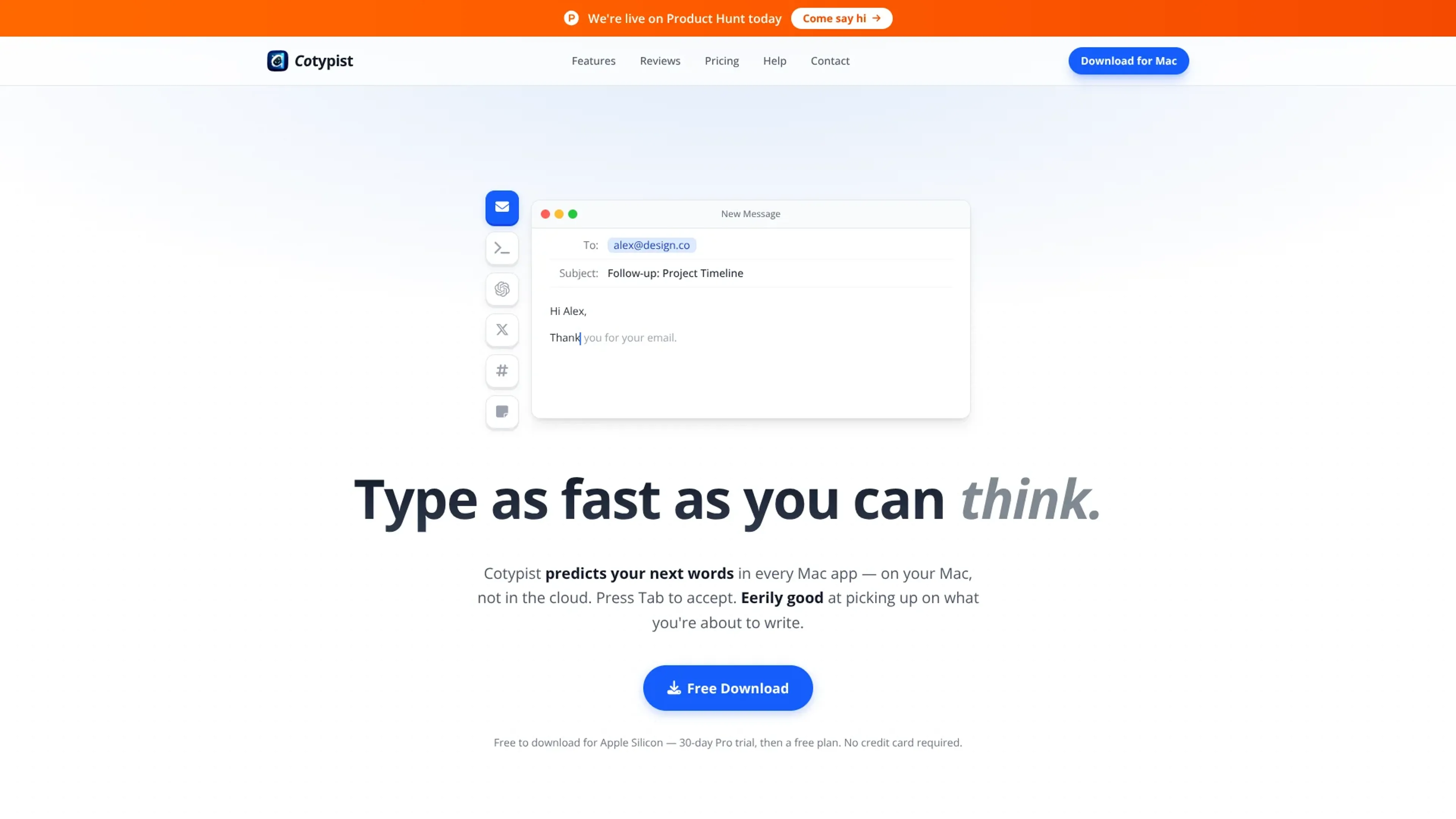 Image related to Cotypist, an AI tool for assisting with writing and content creation.