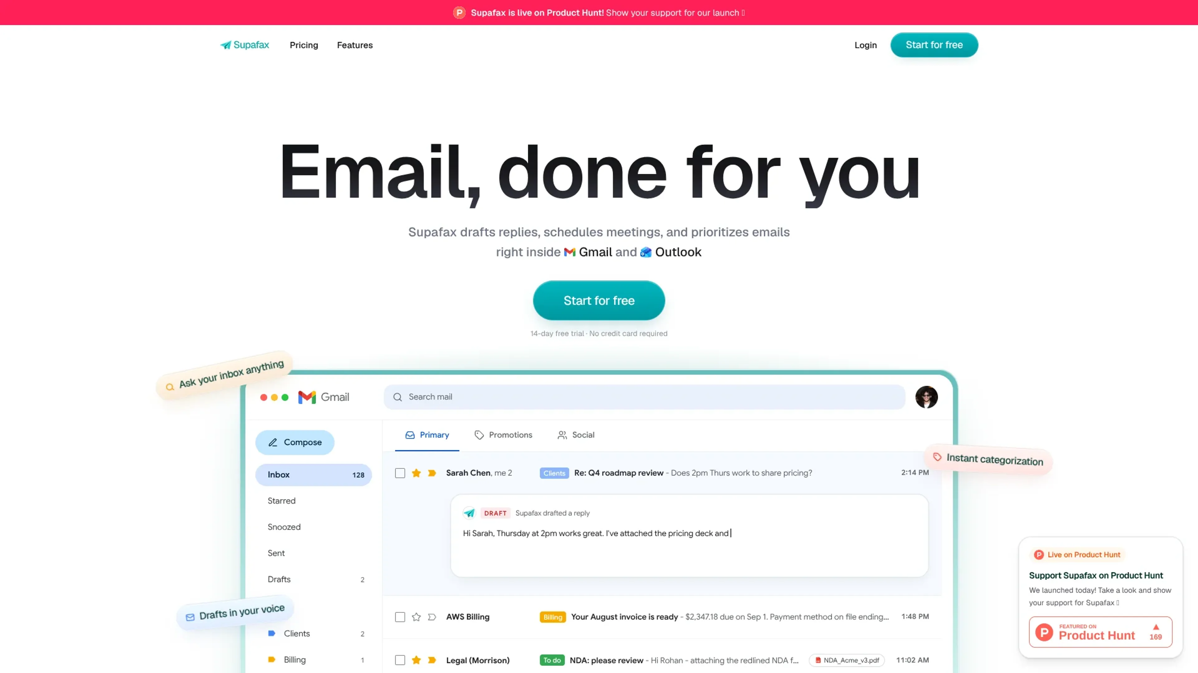 Image related to Supafax, an AI tool for managing and writing emails efficiently.
