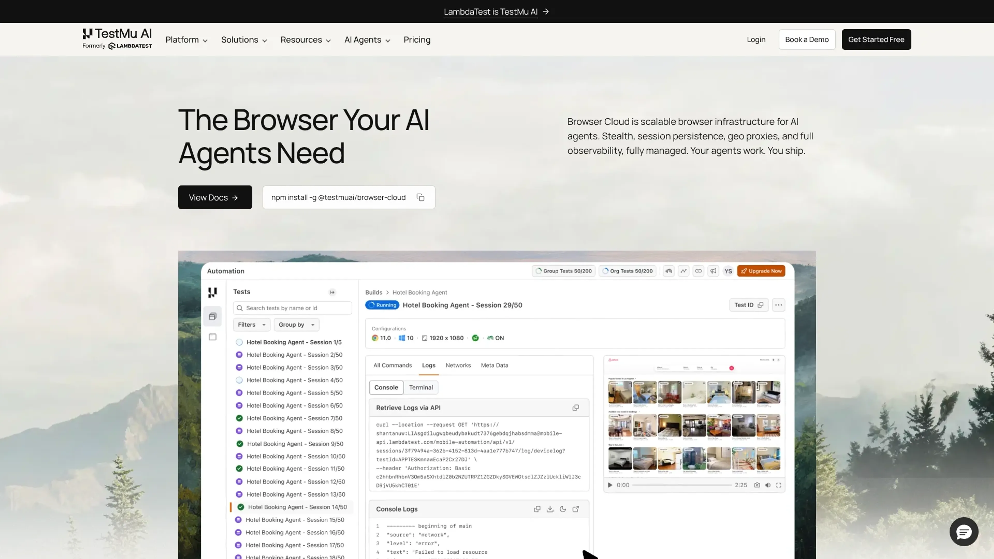 Image related to Browser Cloud by TestMu AI, an AI tool for building and deploying autonomous agents.